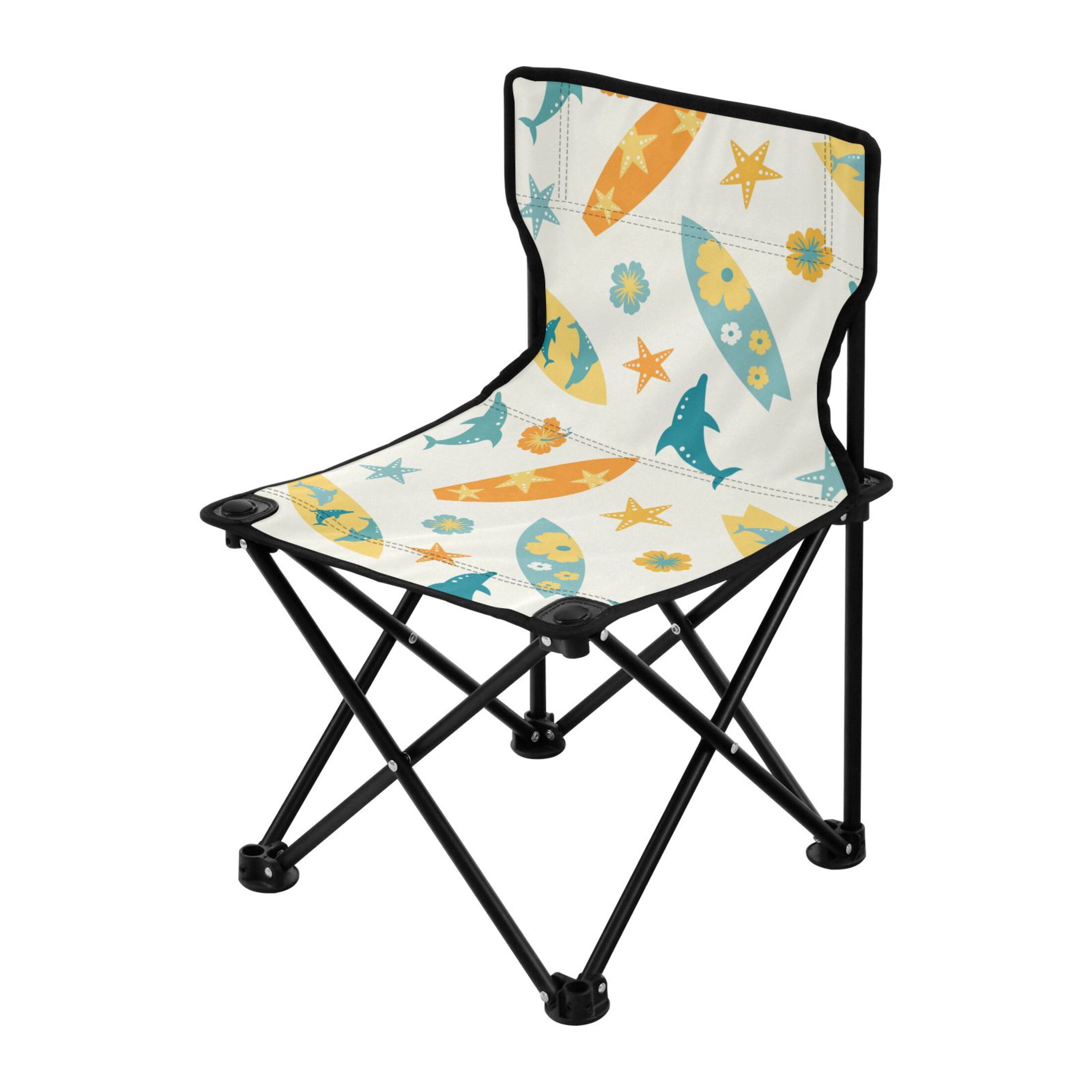 Surfing Boards and Floral Portable Camping Chair Outdoor Folding Beach Chair Fishing Chair Lawn Chair with Carry Bag Support to 220LBS