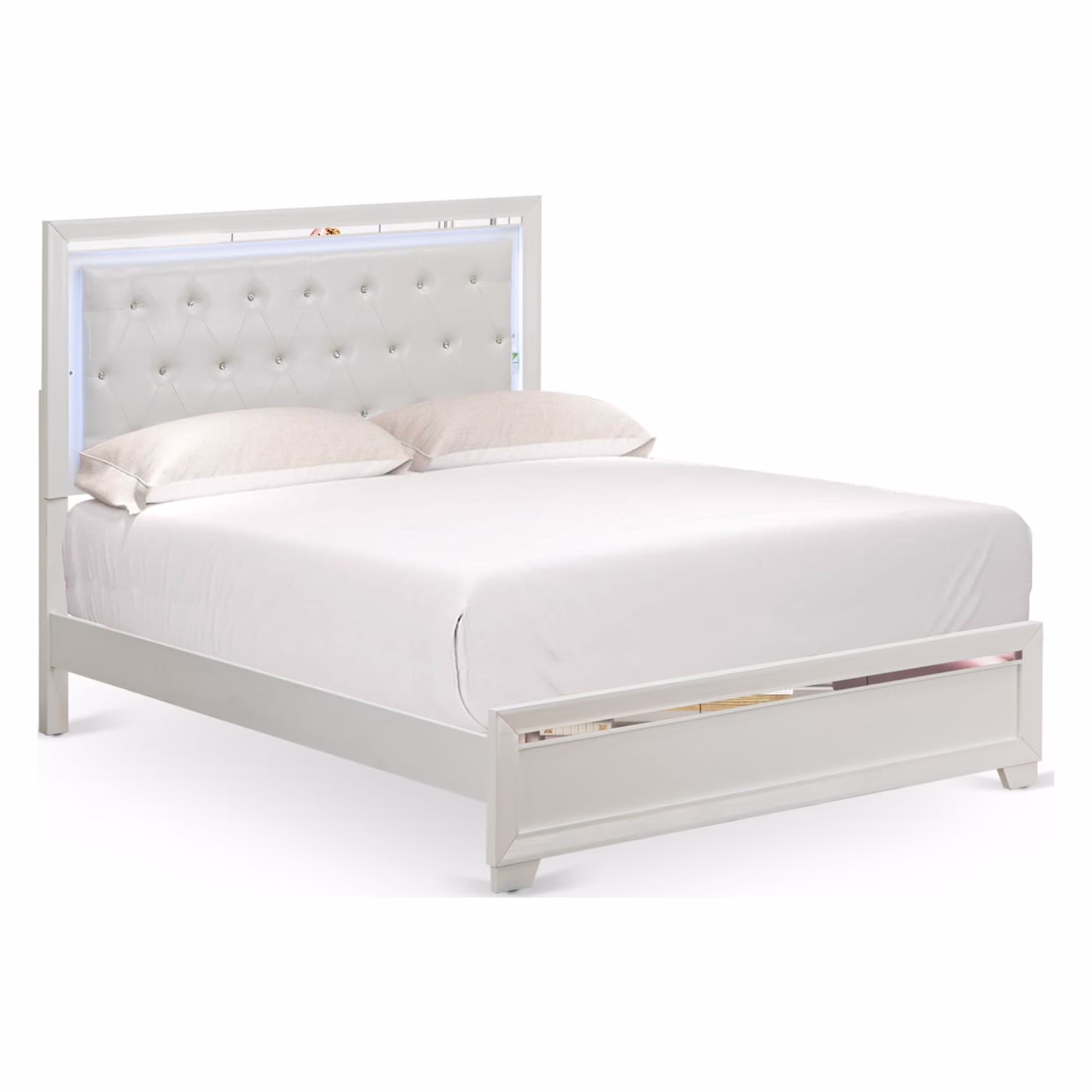 East West Furniture PA05-QDM000 Pandora 3 Pc Wooden Queen Bedroom Set with a Bed Frame 1 Bedroom Dressers and 1 Bedroom Mirror - White Finish