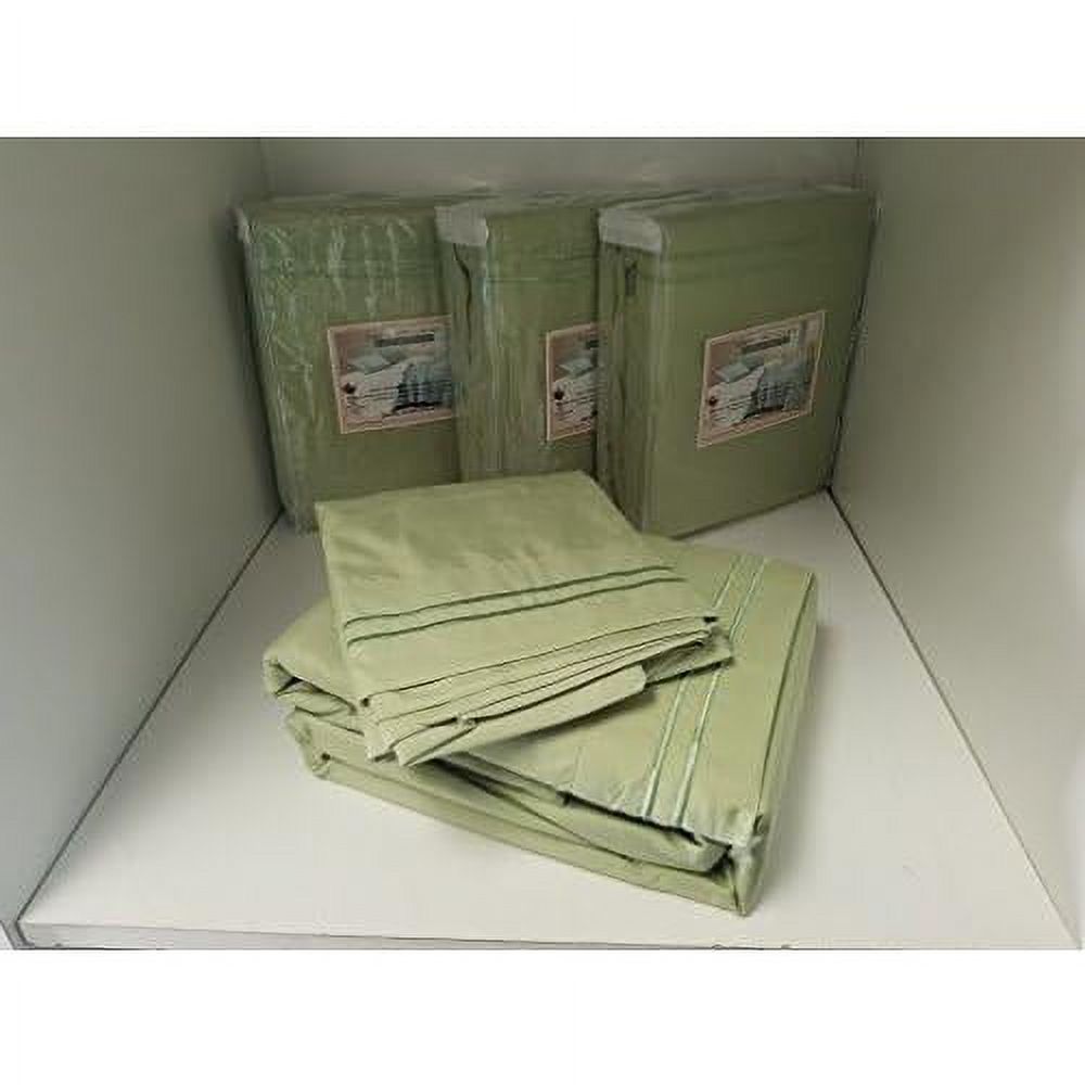Microfiber Wood Frame Waterbed Sheet Set With Stay Tuck Poles Solid Color With Embroidery (Sage, Queen Waterbed)