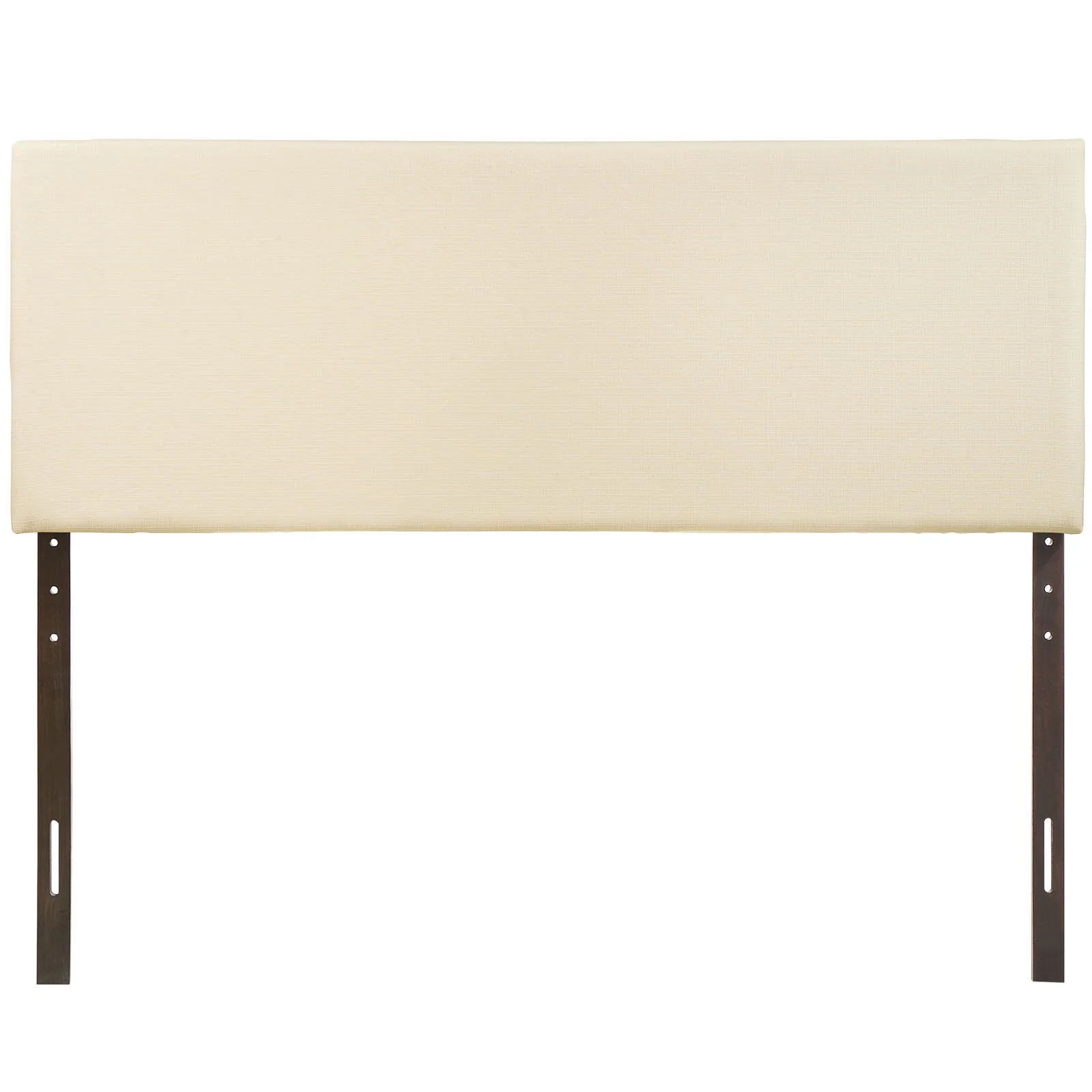 Modern Contemporary Queen Size Upholstered Headboard, Ivory Fabric