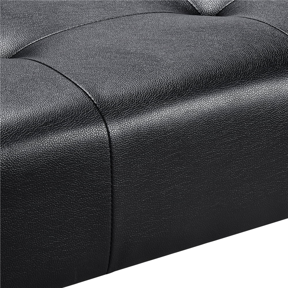 Yaheetech Faux Leather Chaise Lounge Convertible Futon Daybed With Chrome Metal Legs, Black