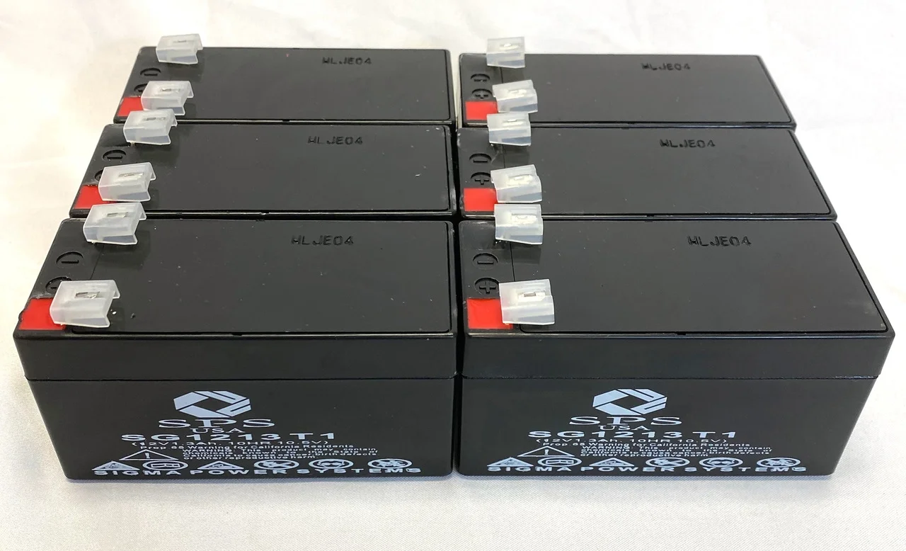 SPS Brand 12V 1.3Ah Replacement Battery (SG1213T1) for Douglas DG12-1.2 (6 Pack)