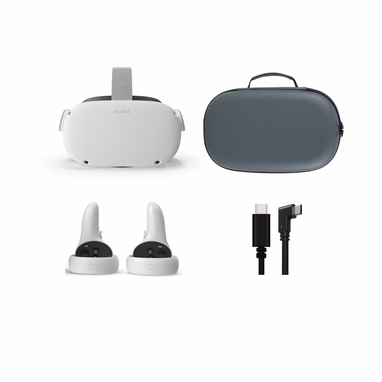 2021 Meta Oculus Quest 2 All-In-One VR Headset 128GB, Touch Controllers, 1832x1920 up to 90 Hz Refresh Rate LCD, 3D Audio, Mytrix Carrying Case, Link Cable (3M)