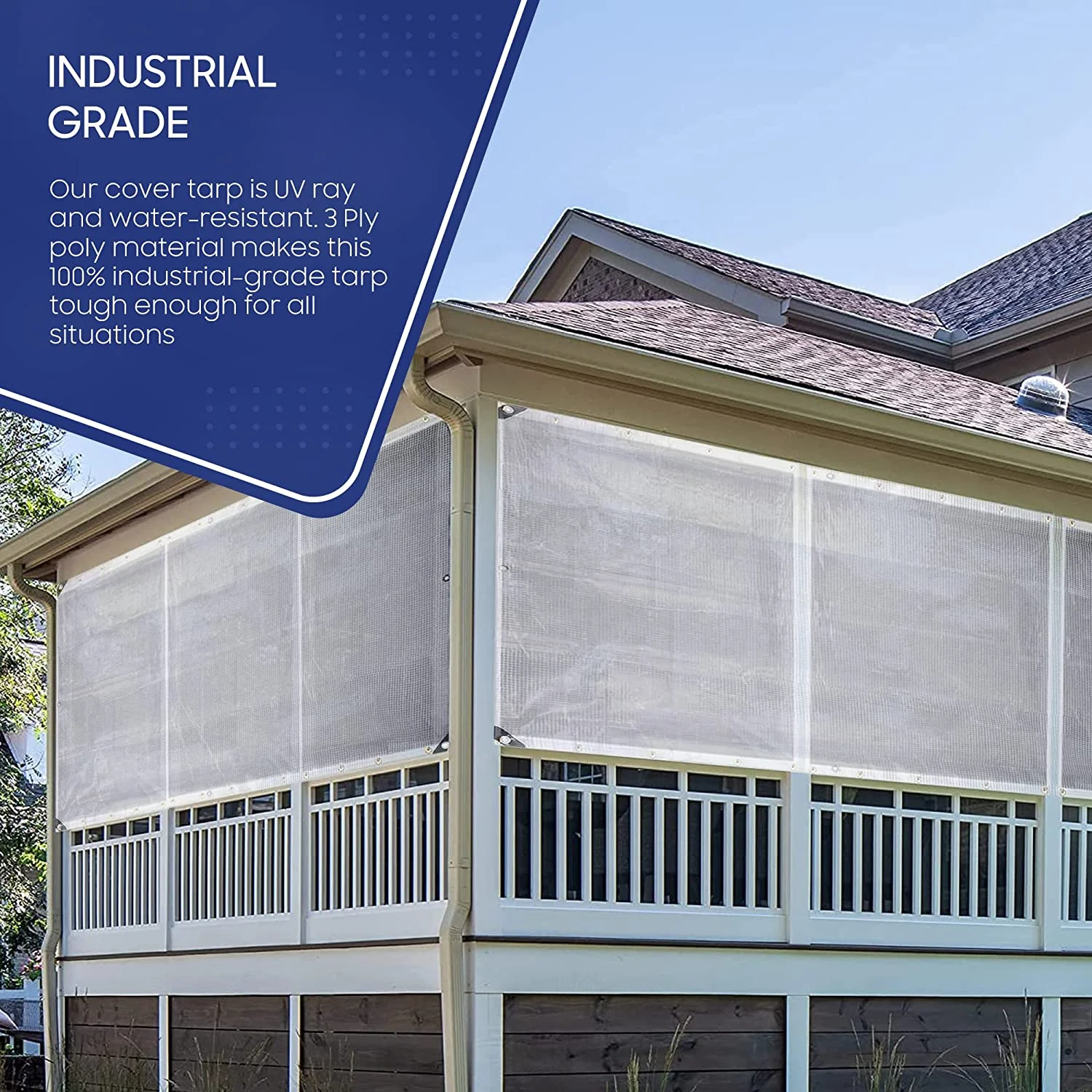 Tarps Now Waterproof Poly Tarps, Translucent Tarp Cover with Grommets- 30' x 30'