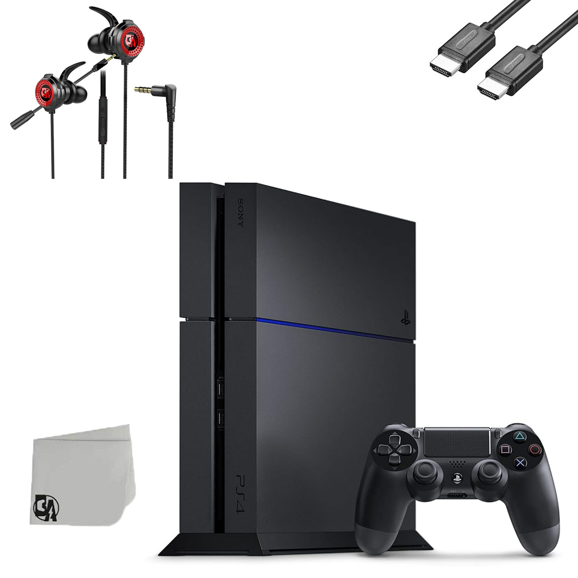 Sony PlayStation 4 Original 500GB Matte Black Gaming Console + G11-A Earbuds With Microphone BOLT AXTION Bundle Used