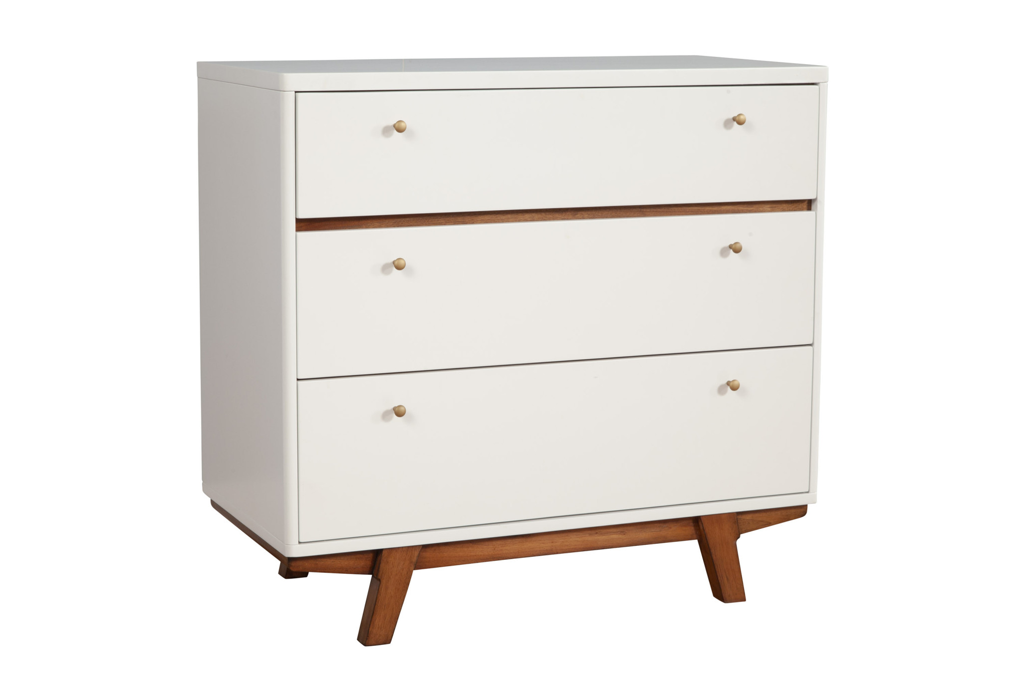 HomeRoots 524120 36 in. Solid Wood Three Drawer Chest, Brown & White