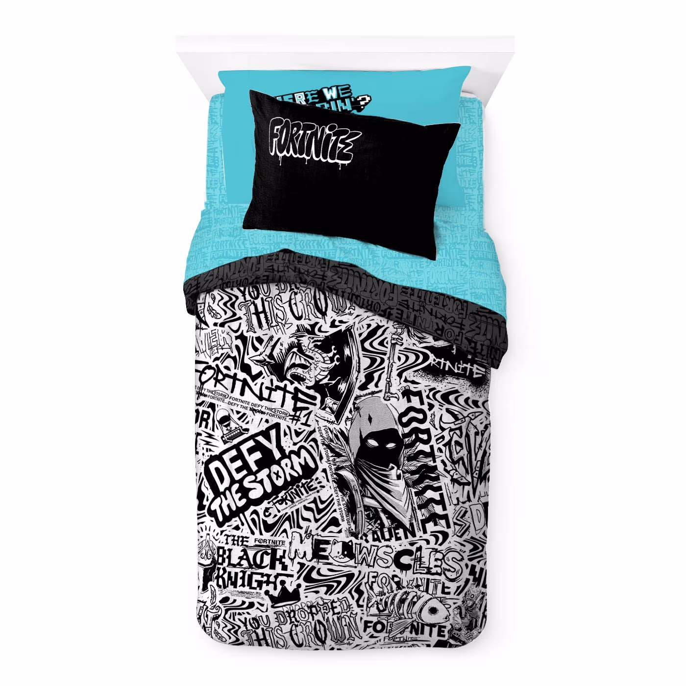 Epic Games Fortnite Black & White 5 Piece Twin Bed Set w/ Sham, 100% Microfiber