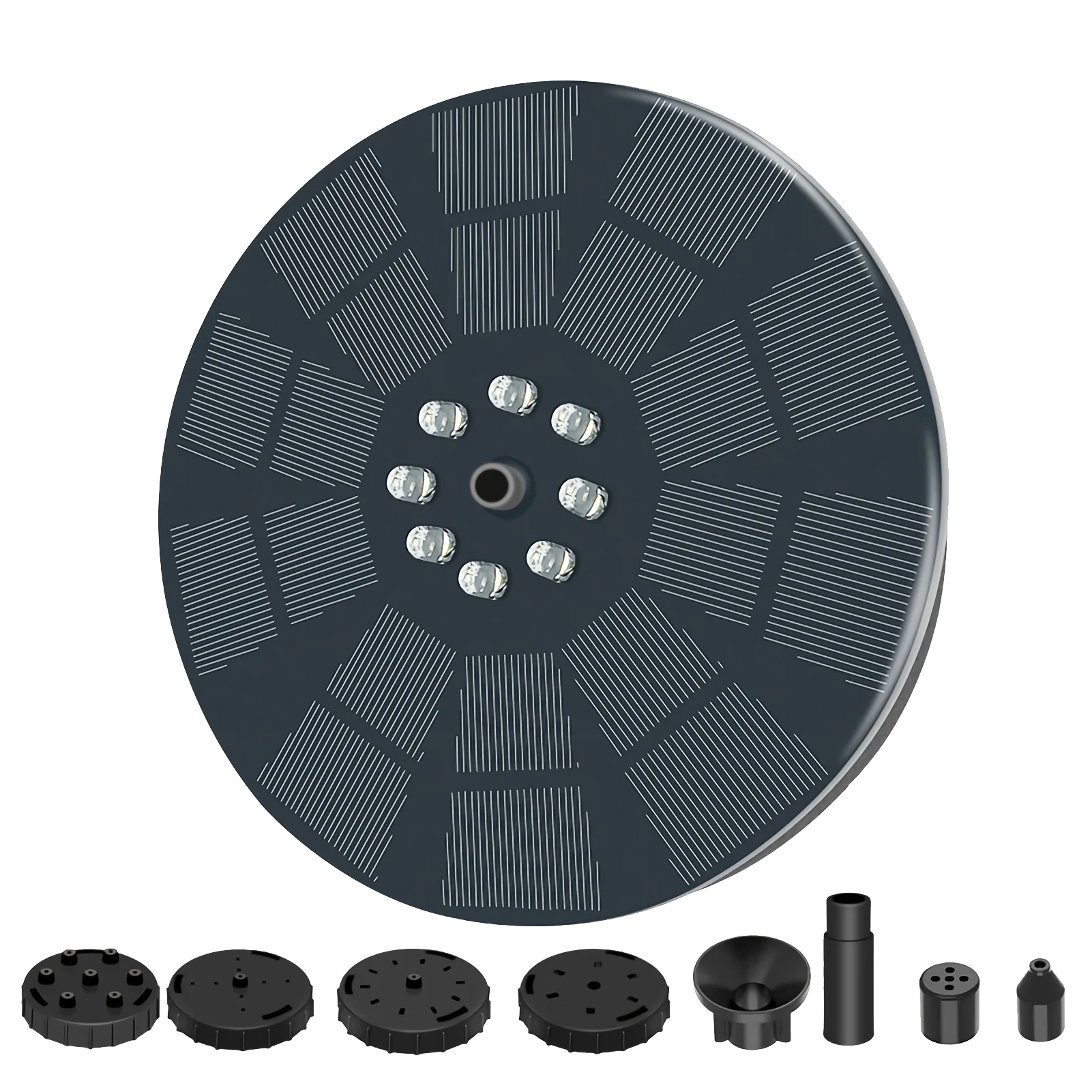 Tomshoo Solar Fountain Pump 3W Solar Powered Outdoor Bird Bath Fountain 7 Spray Patterns Water Pump with Colored Lights Battery Backup for Garden Pond Pool Fish Tank Aquarium and Pet