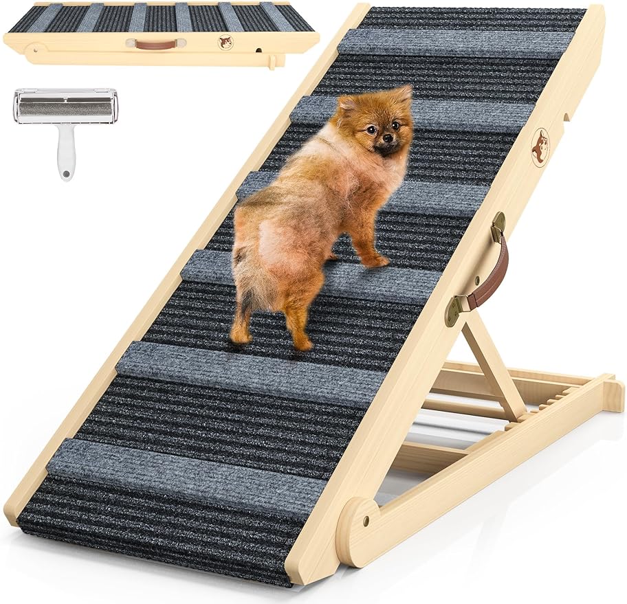 Dog Ramp, Portable Pet Ramp for Large Small Old Dogs Cats with 7 Adjustable Heights 11