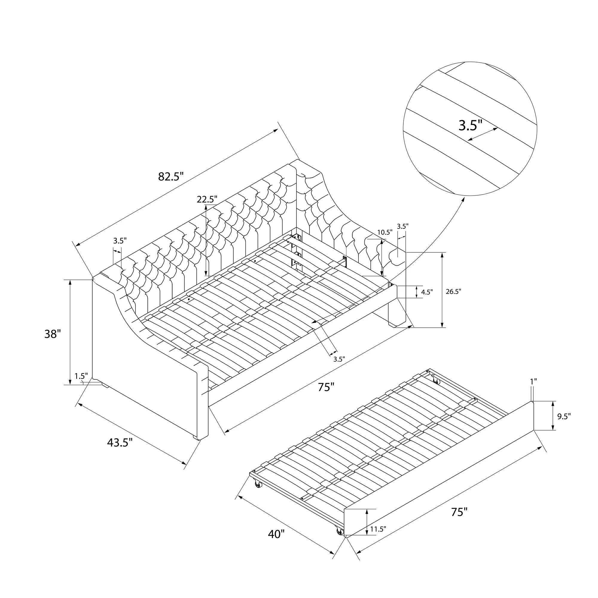Little Seeds Monarch Hill Ambrosia Twin Daybed and Trundle, Teal Velvet
