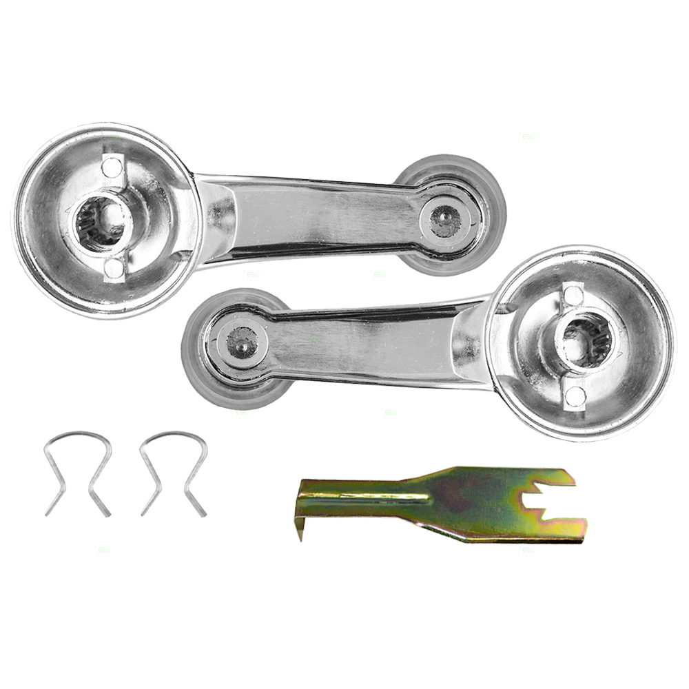Brock Replacement 3 Pc Set of Manual Window Cranks Chrome w/ Clear Knob & Handle Clip Removal Tool Compatible with Pickup 20037597 Fits select: 1970 CHEVROLET MALIBU, 1976-1988 CHEVROLET MONTE CARLO