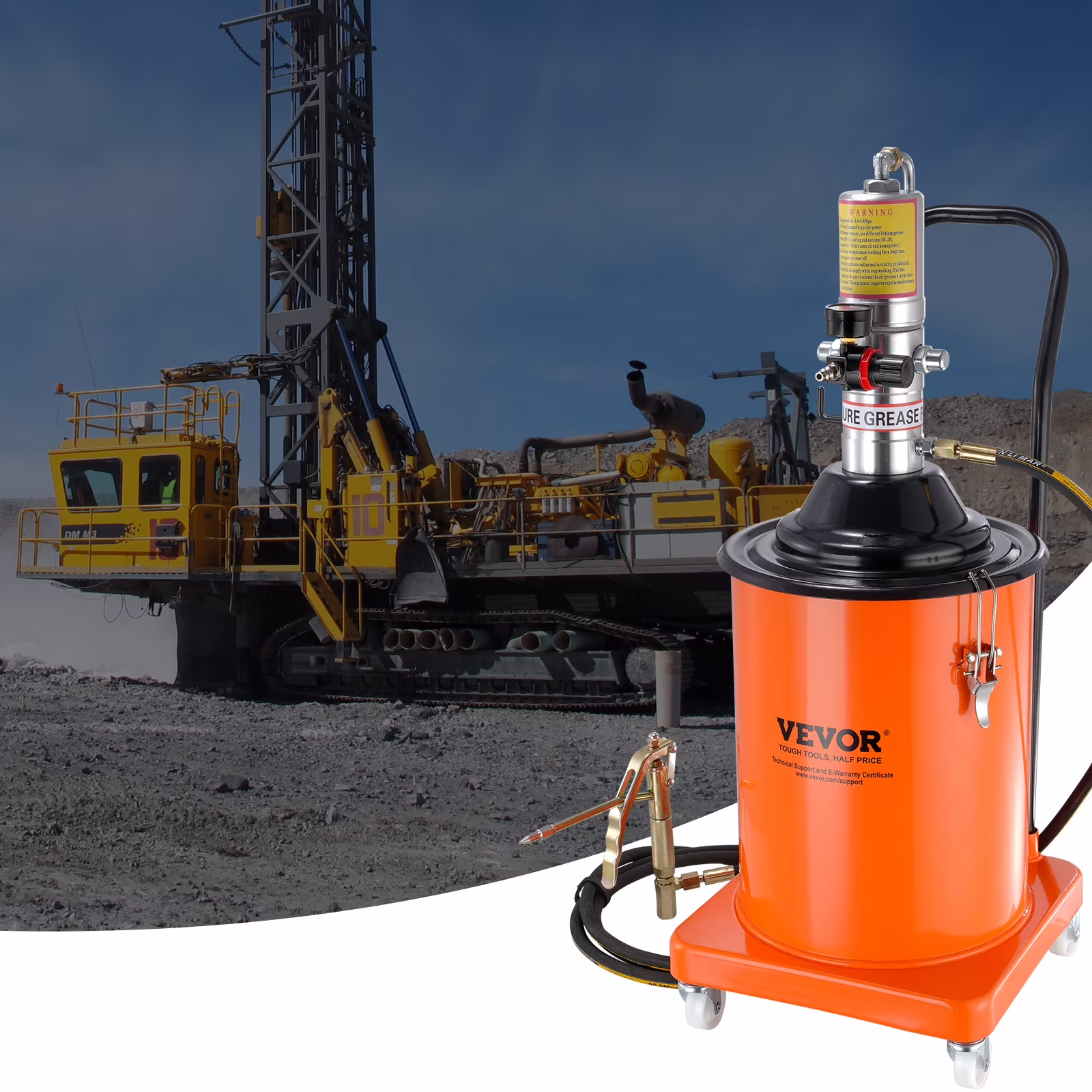 SKYSHALO Grease Pump Air Operated Grease Pump 5 Gallon 13 ft Hose Grease Bucket