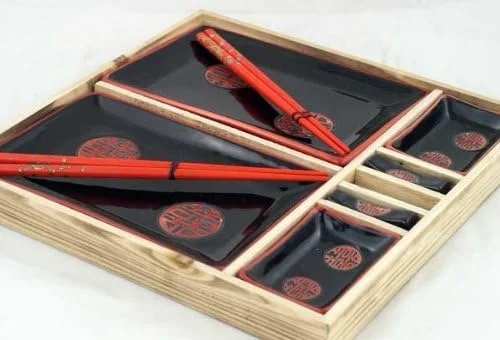 Contemporary Dinnerware 8 PCS Sushi Dinner Set For Two In Gift Box
