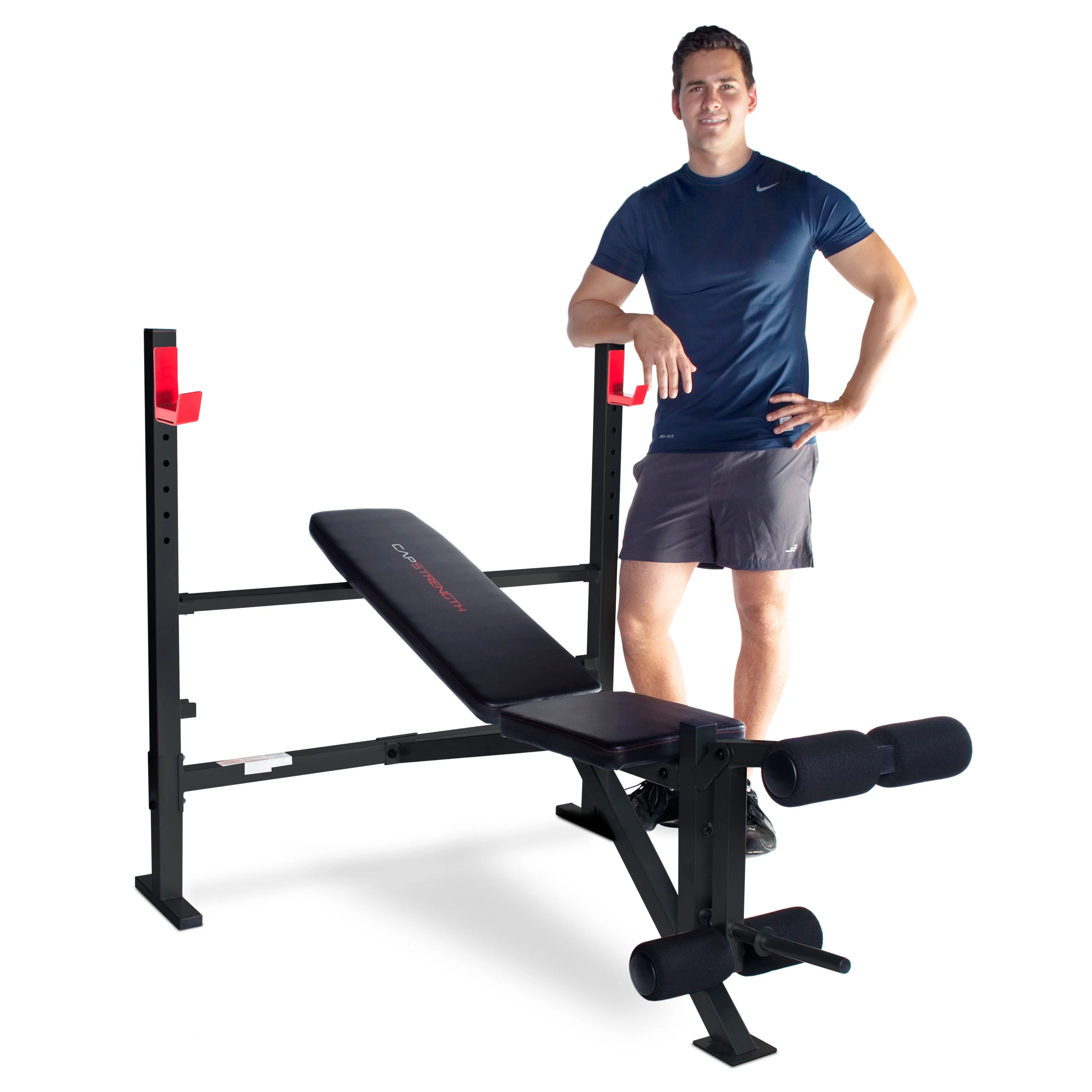 CAP Strength Deluxe Mid-Width Weight Bench with Leg Attachment (500lb Capacity), Black