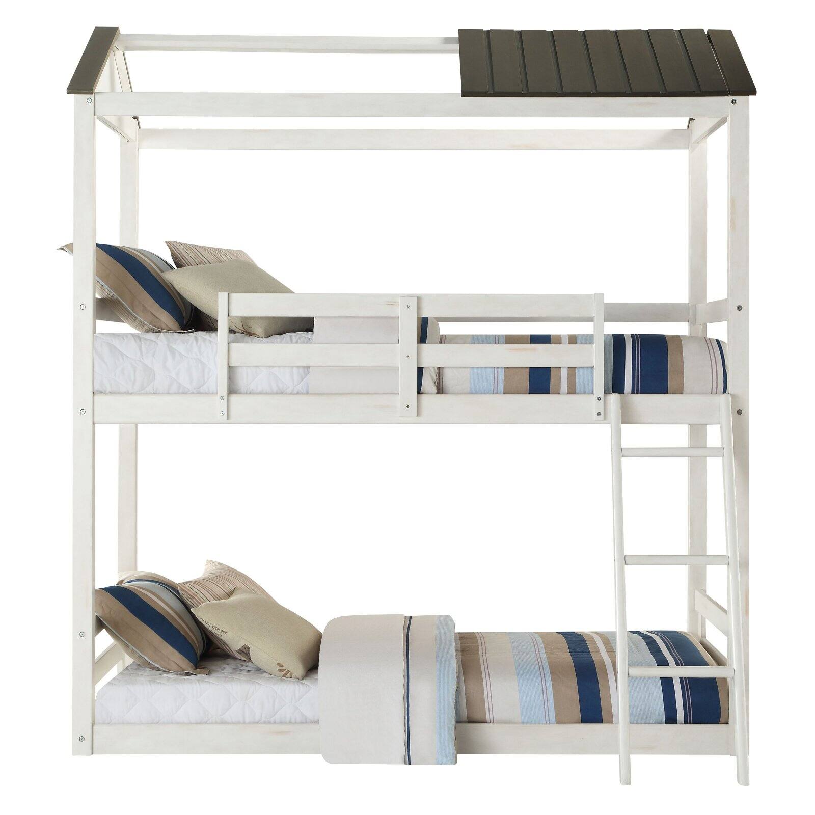 ACME Nadine Cottage Twin over Twin Bunk Bed in Weathered White & Gray