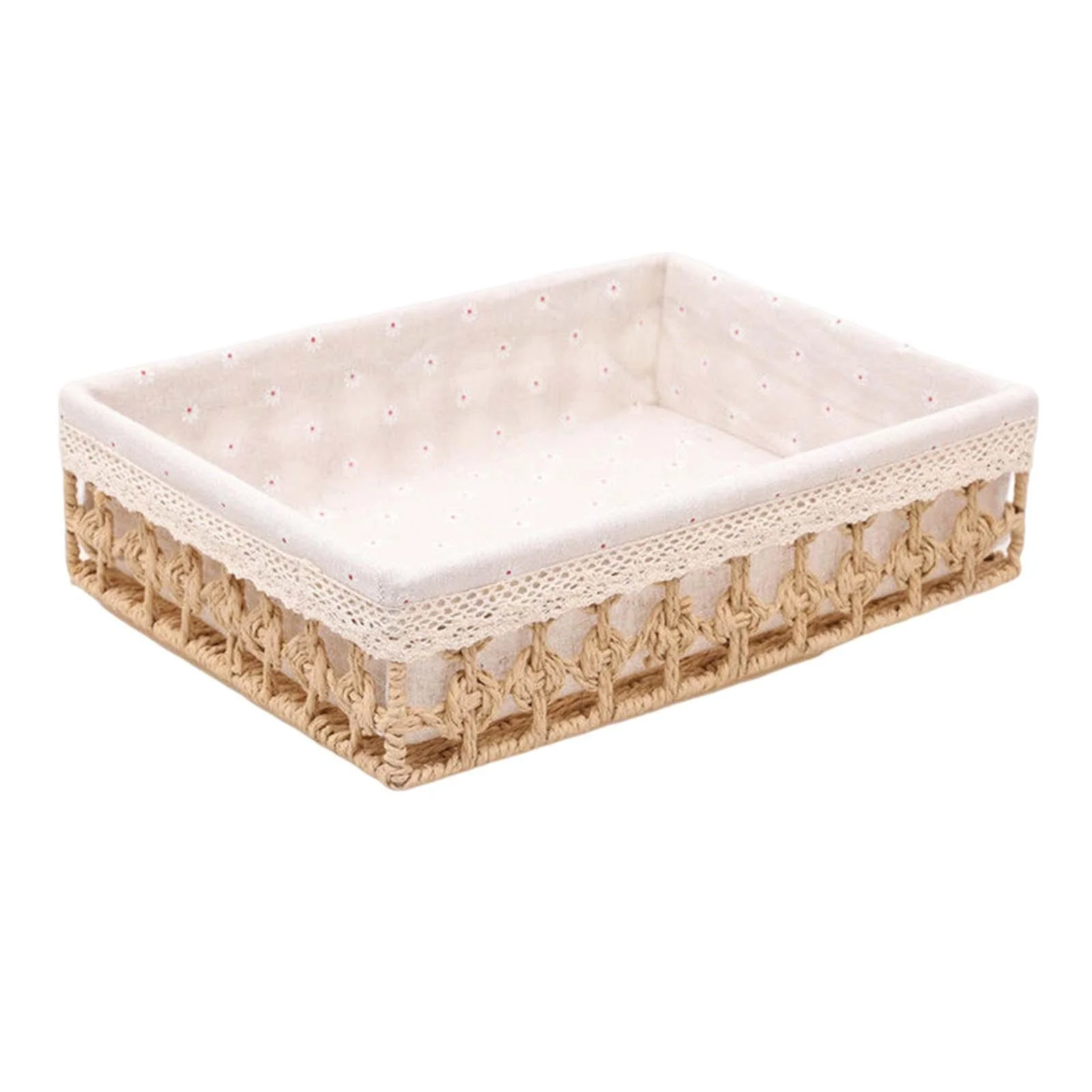 Baskets Cosmetic Box Straw Handwoven Gift Desktop Sundries Organizer Home Appliance for Vegetables Breakfast Bathroom Bedroom large