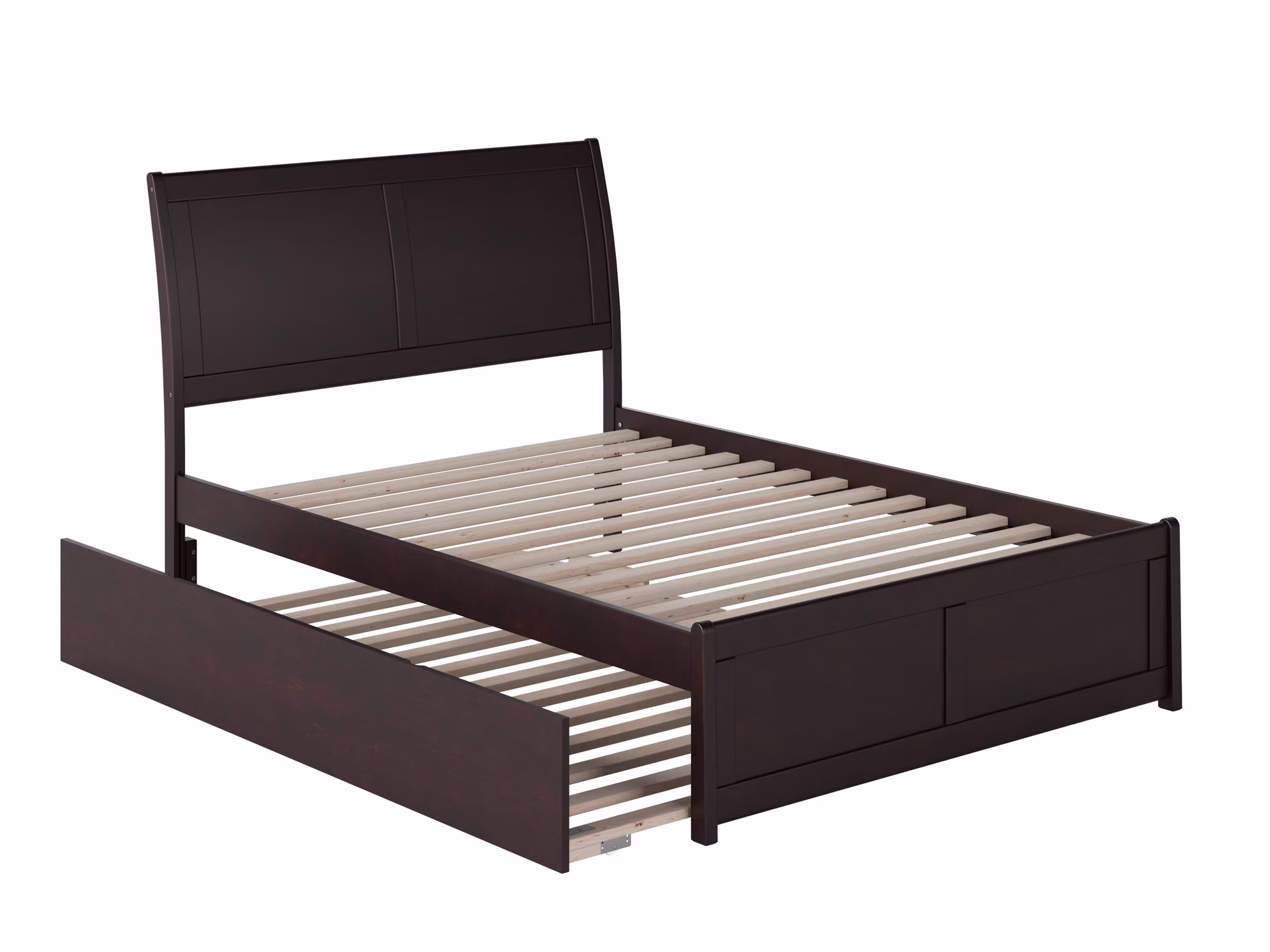 Portland Full Platform Bed with Matching Foot Board with Full Size Urban Trundle Bed in Espresso