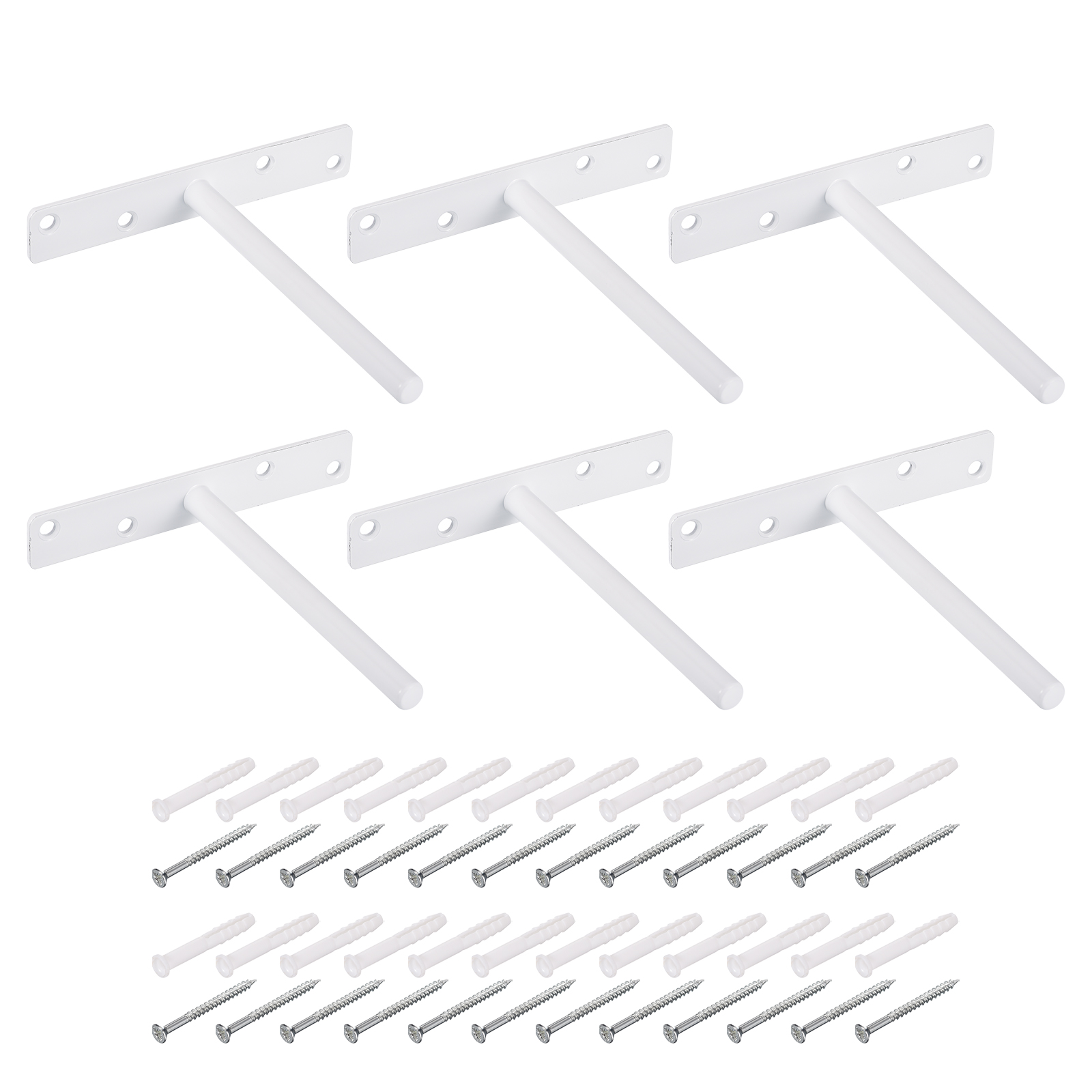 Uxcell 6Pack 6 Inch Wall Mounted Blind Floating Shelf Bracket Hidden Shelf Support White