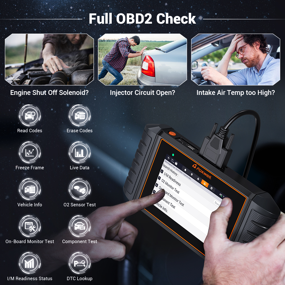 FOXWELL NT716 OBD2 Scanner Code Reader ABS Bleed Scan Diagnostic Tool SRS Transmission Engine Scanner Car Tool EPB TPMS SAS TPS Oil Reset, Android 9.0,5.5 inch Touchscreen & Lifetime Update