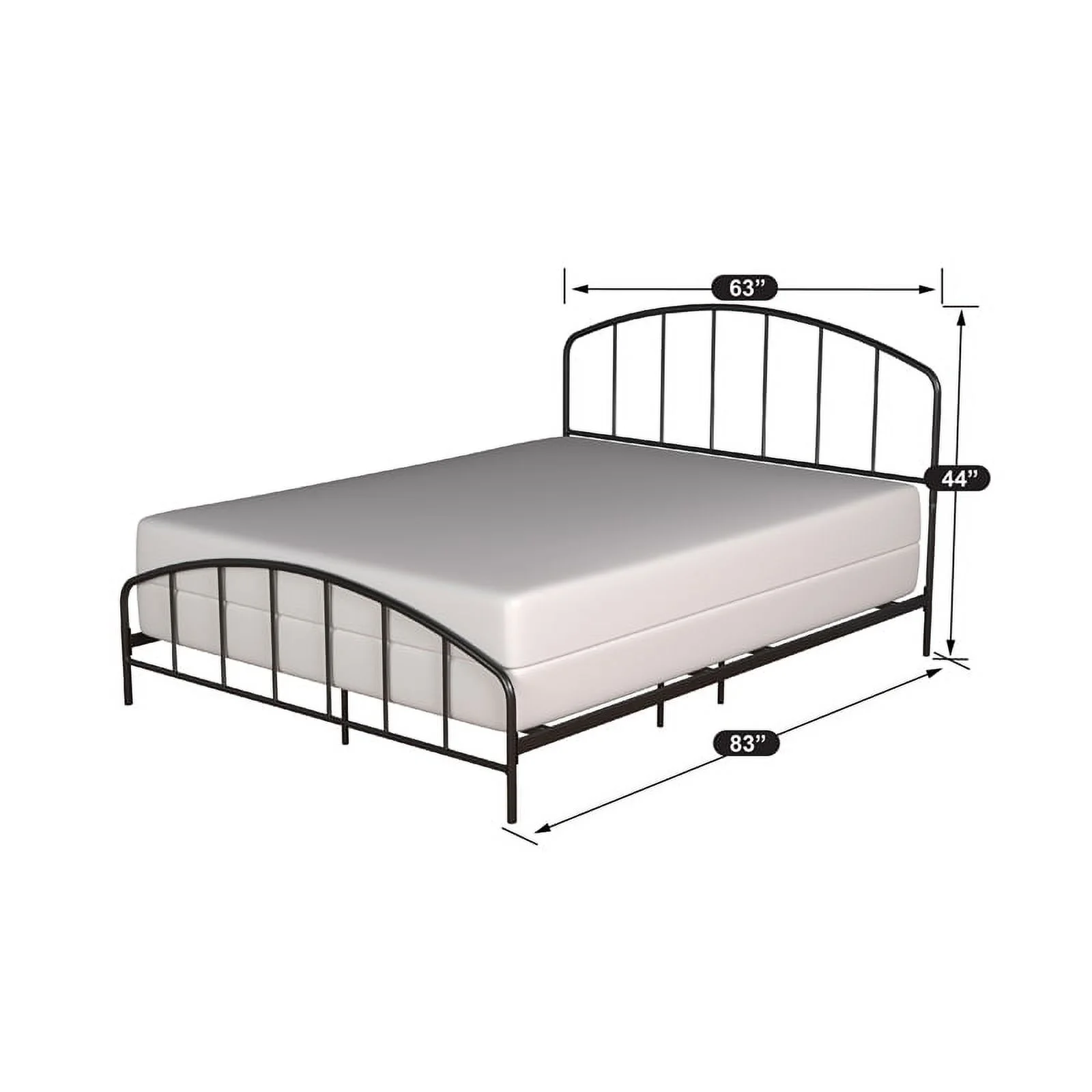 Bowery Hill Furniture Metal Queen Bed with Arched Spindle Design Black