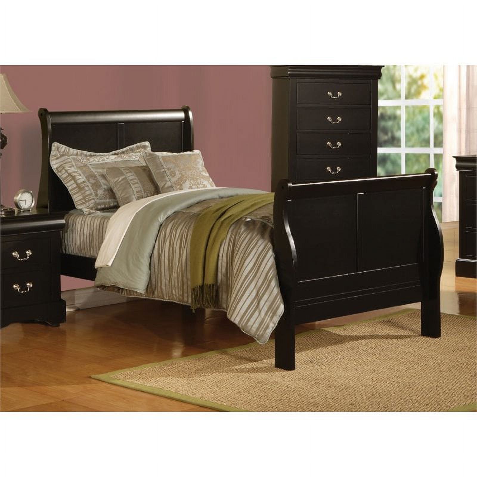 Bowery Hill Full Size Sleigh Bed Frame in Black with Headboard and Footboard