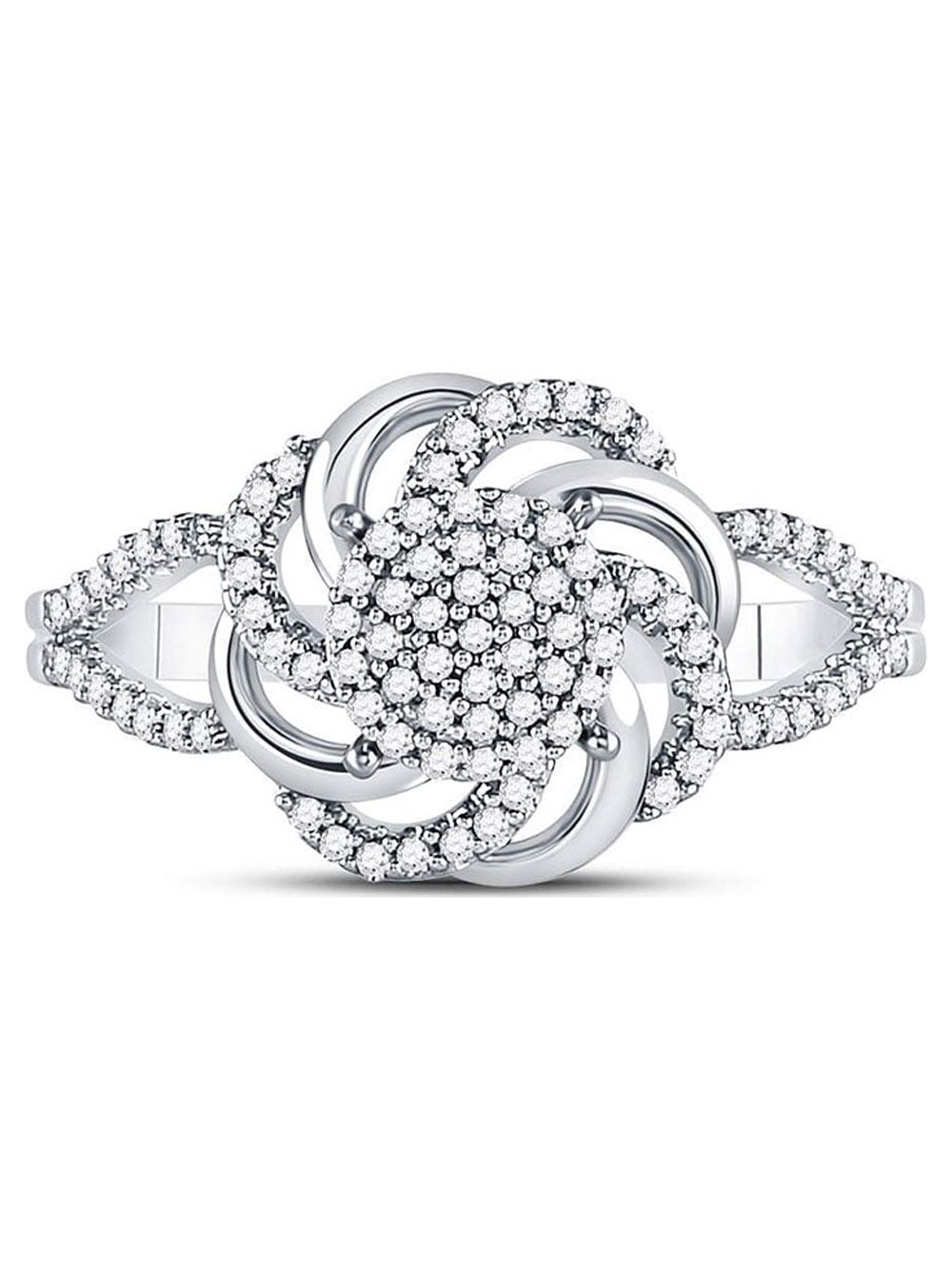 Diamond Princess 10kt White Gold Womens Round Diamond Flower Petals Cluster Ring 1/4 Cttw