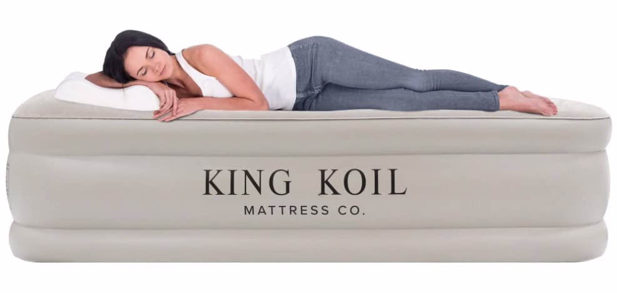 King Koil Luxury 13in Queen Air Mattress with Built-in Pump for Home, Camping & Guests - Queen Size Inflatable Airbed Luxury Double High Adjustable Blow Up Mattress, Durable Portable Waterproof