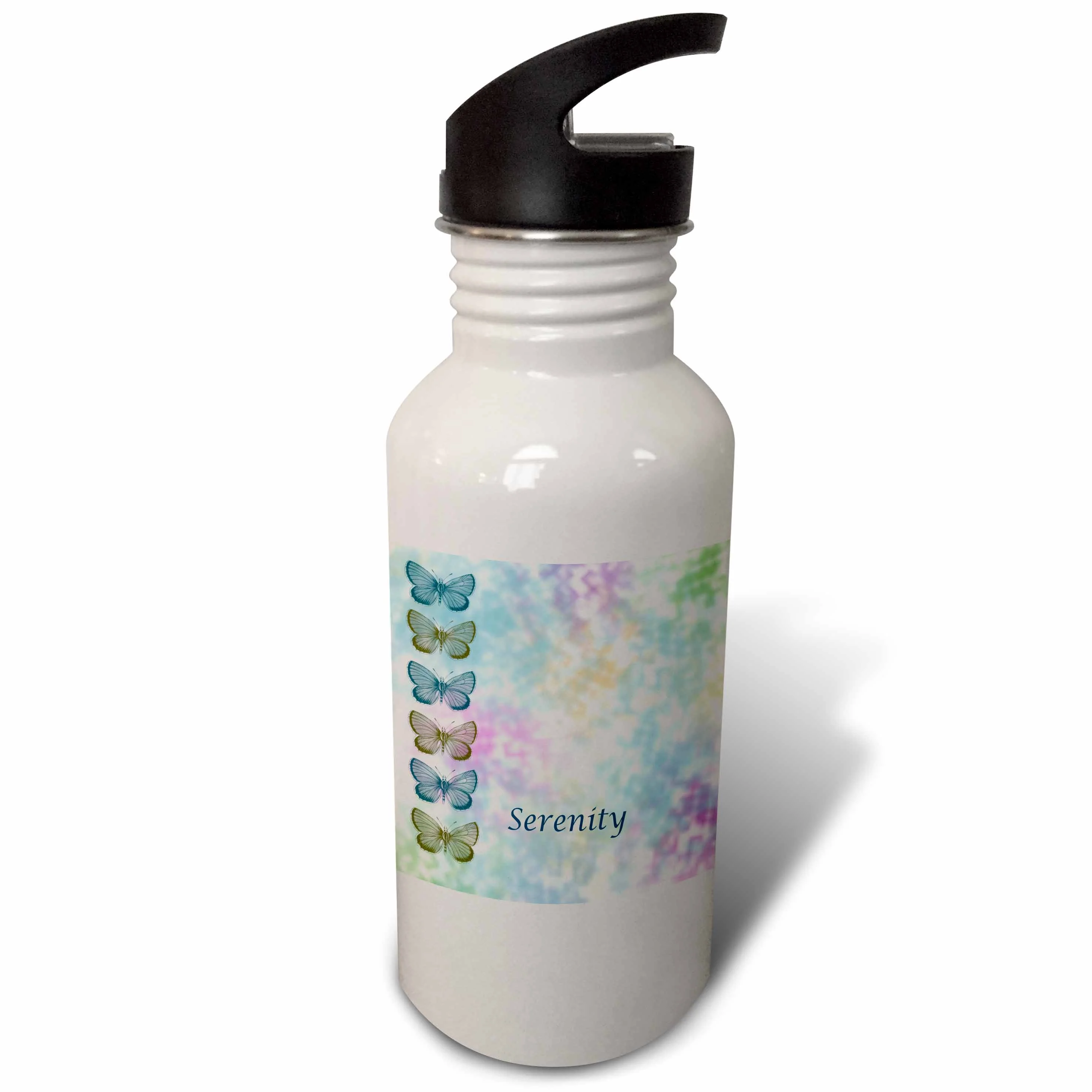 Serenity Butterflies Pastel Inspirational Art 21 oz Sports Water Bottle wb-110188-1