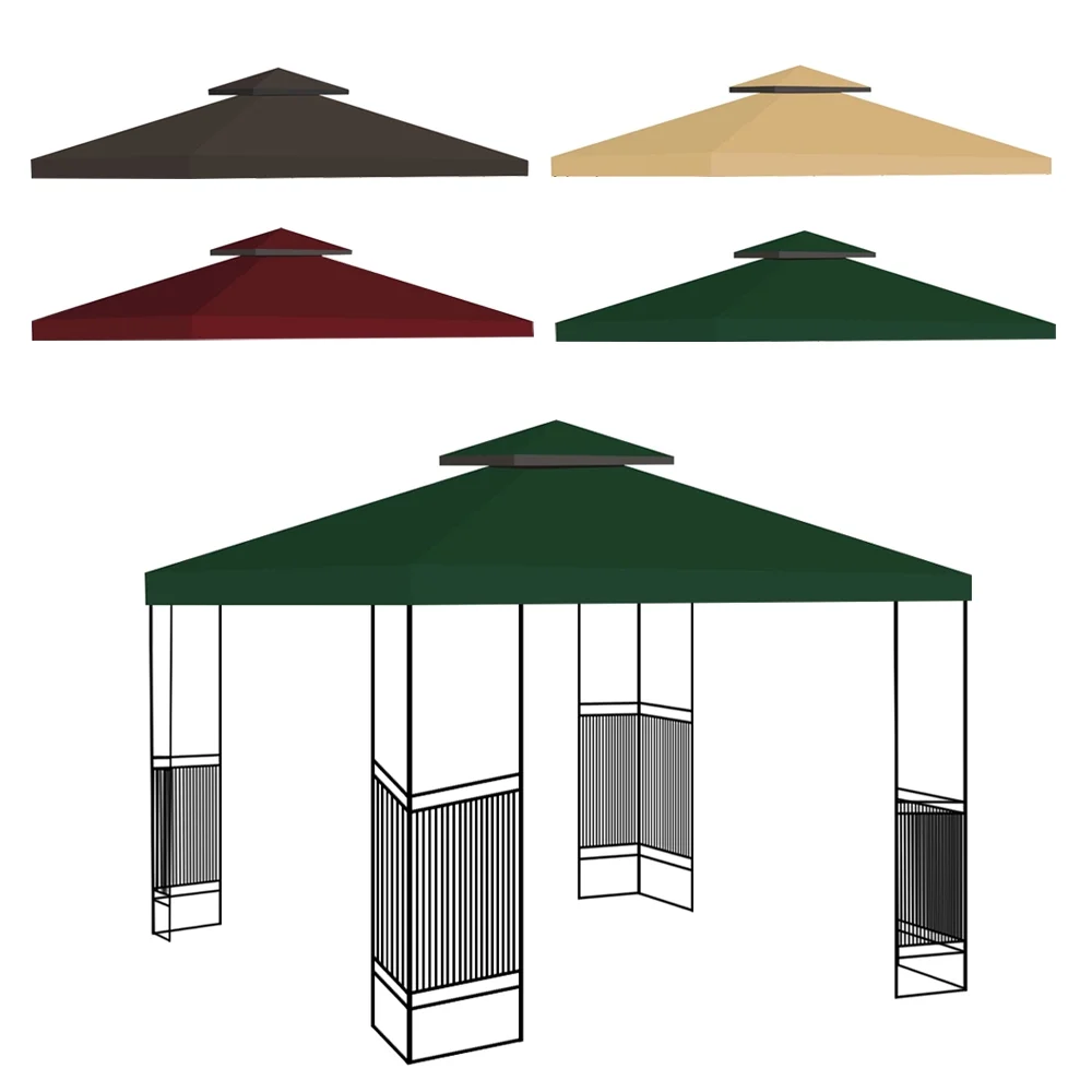 Lovote 2-Tier 10'x10' Replacement Gazebo Canopy Top Patio Cover Square Garden Roof Tent Anti-UV Sunshade Green