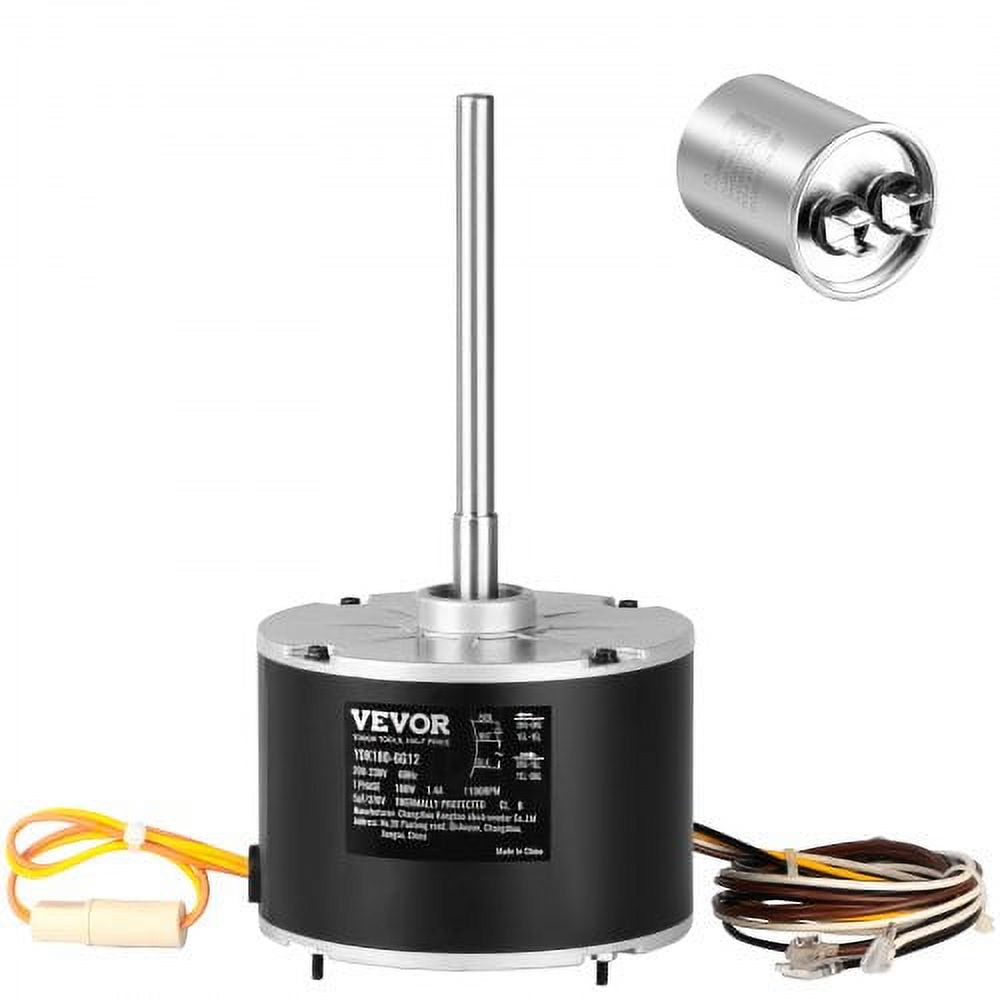 VEVOR Condenser Fan Motor 5KCP39EGS070S, 5KCP39EGY823S, 14 HP 208-230V, 1100RPM, OEM Standard Upgraded Replacement Condenser Motor Reversible Rotating, Explosion-proof CBB65 5μF370V Capacitor