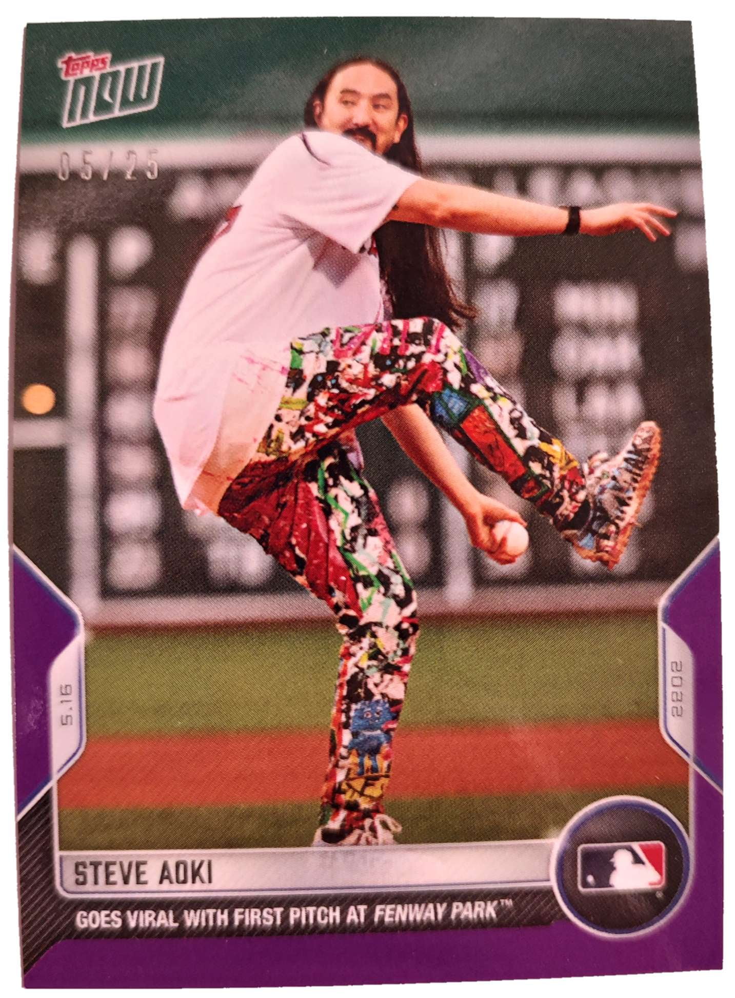 MLB 2022 Steve Aoki Trading Card  (Purple (5/25), Goes Viral With First Pitch at Fenway Park)