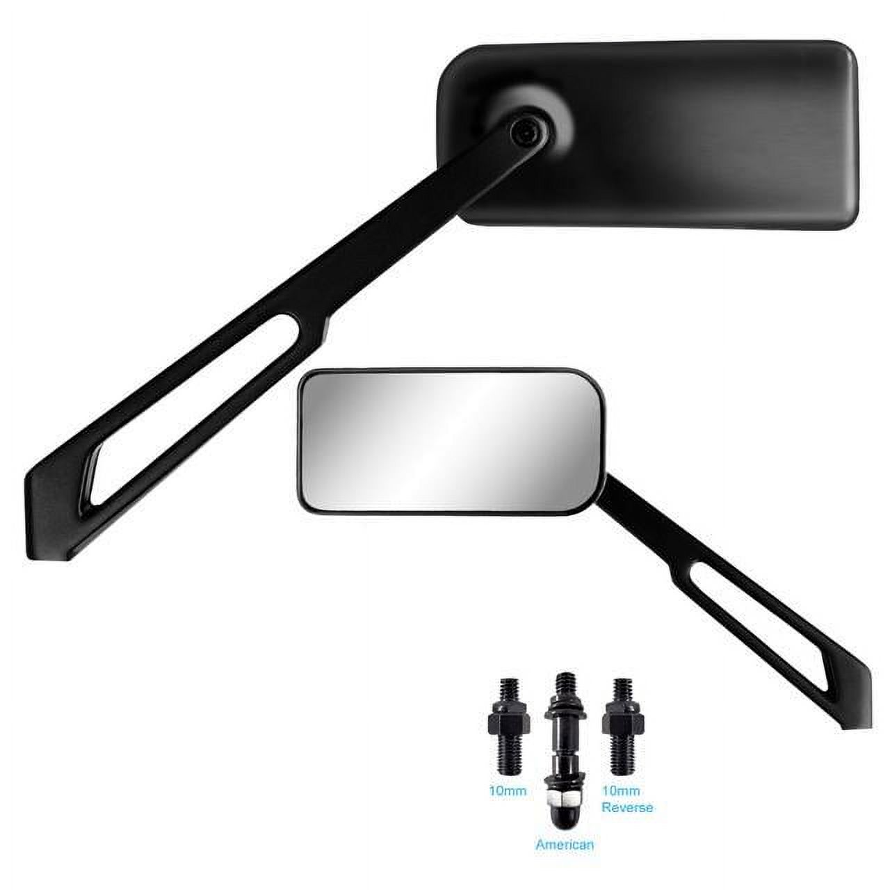 K-Source LowPro Rectangle Black, Long Stem, Adaptors For Most Major Brands (1x10mm, 1xHarley, 1x10mm Reverse), LH or RH 98004