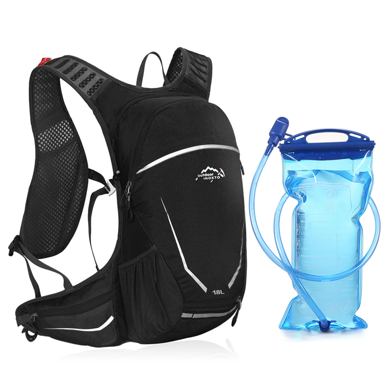 OUTDOOR INOXTO Cycling Backpack with Drinking Bladders Outdoor Running Bag Bicycle Bag Sports Vest Ultralight Riding Bags Breathable Jogging Travel Daypack Bag for Riding Running Hiking Camping