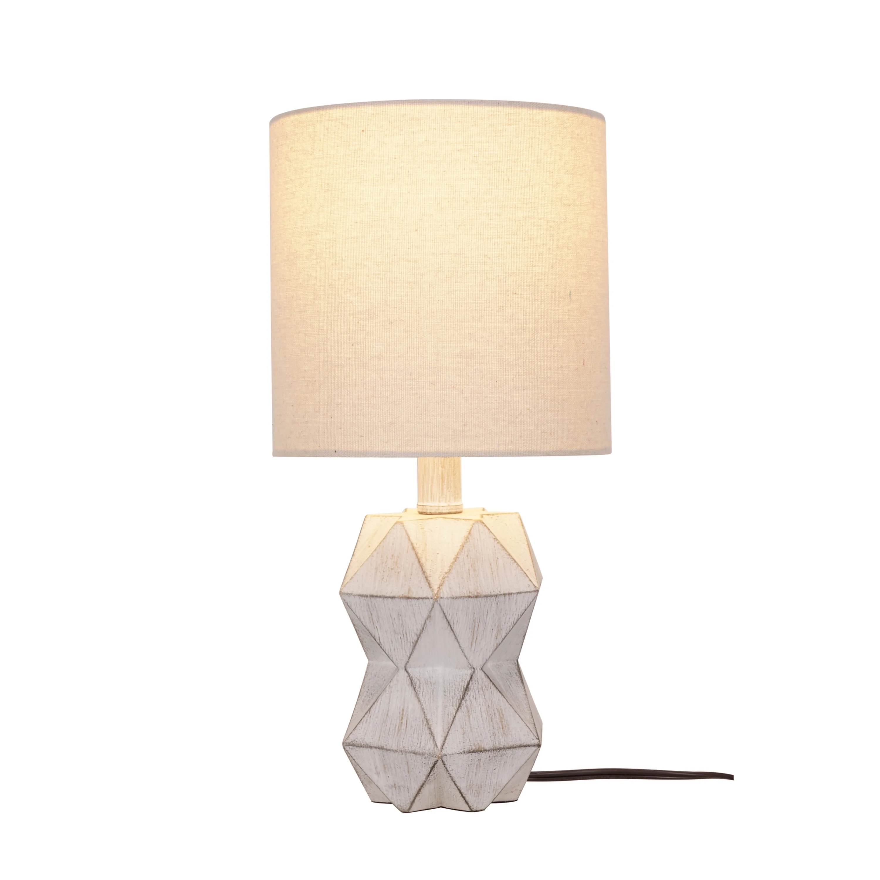 Better Homes & Gardens White Wash Faceted Faux Wood Table Lamp, 15.75