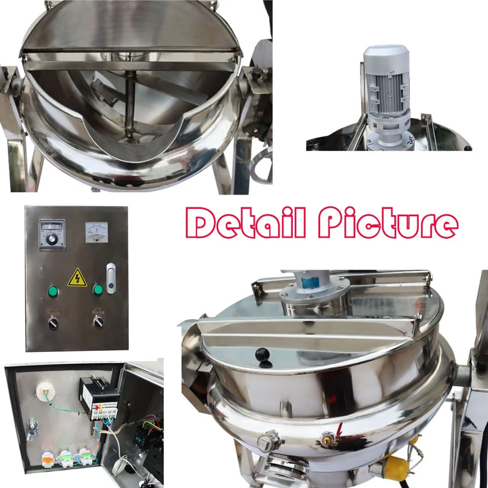 Intsupermai Electric Jacketed Kettle Tiltable Jacketed Pot with Mixer Stainless Steel 13 Gallon 220V