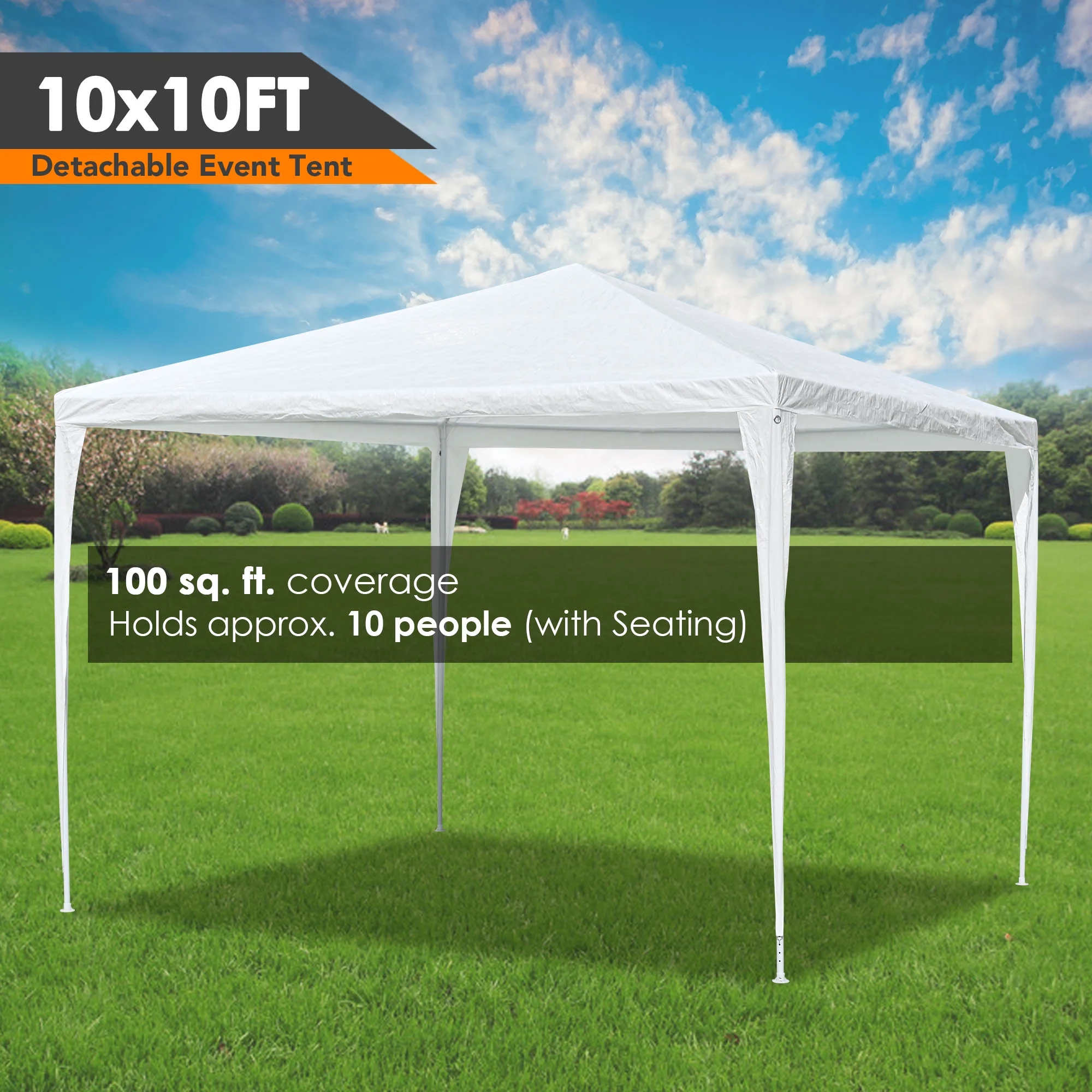 Yescom 10x10' White Outdoor Wedding Party Patio Enclosed Canopy Tent w/ Removable Side Wall Canopy for Fetes Event
