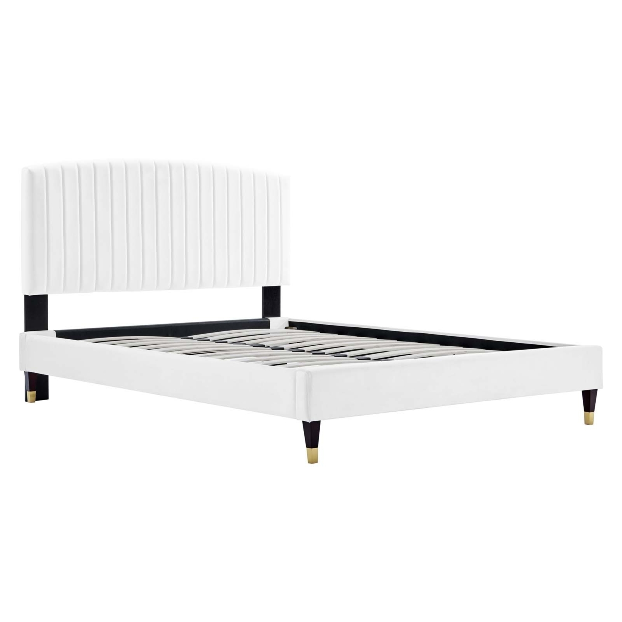 Modway Alessi Modern Performance Velvet Queen Platform Bed in White