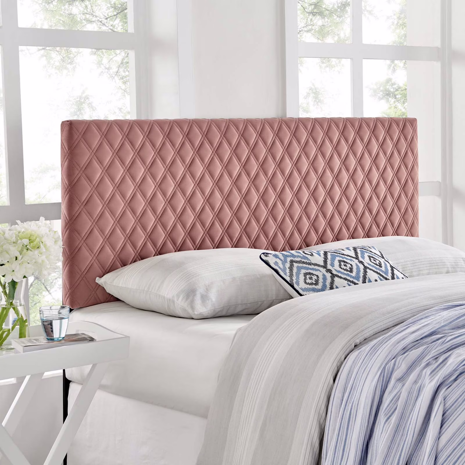 Modway Angela King Performance Velvet Headboard in Dusty Rose