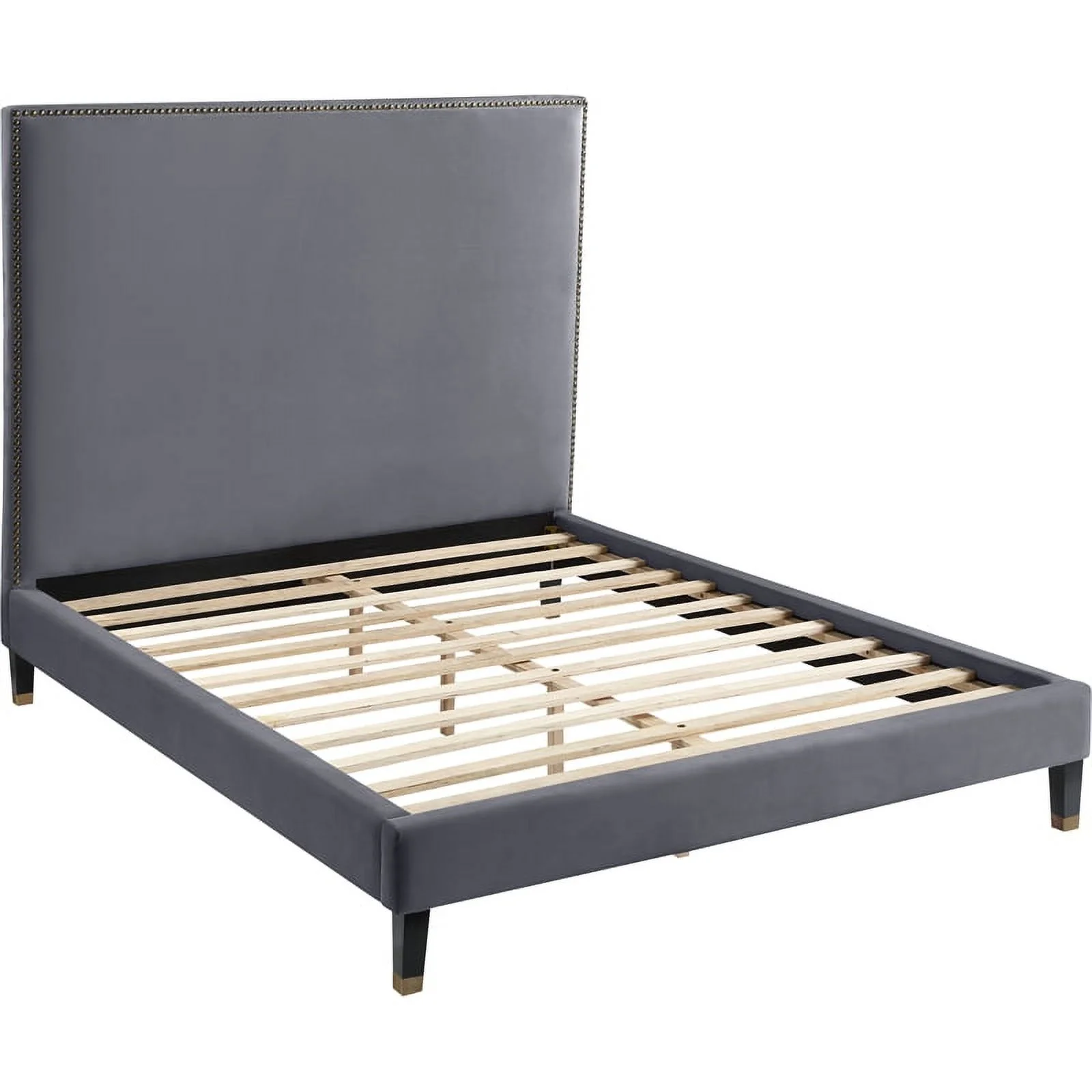 Meridian Furniture Harlie Gray Velvet Queen Bed