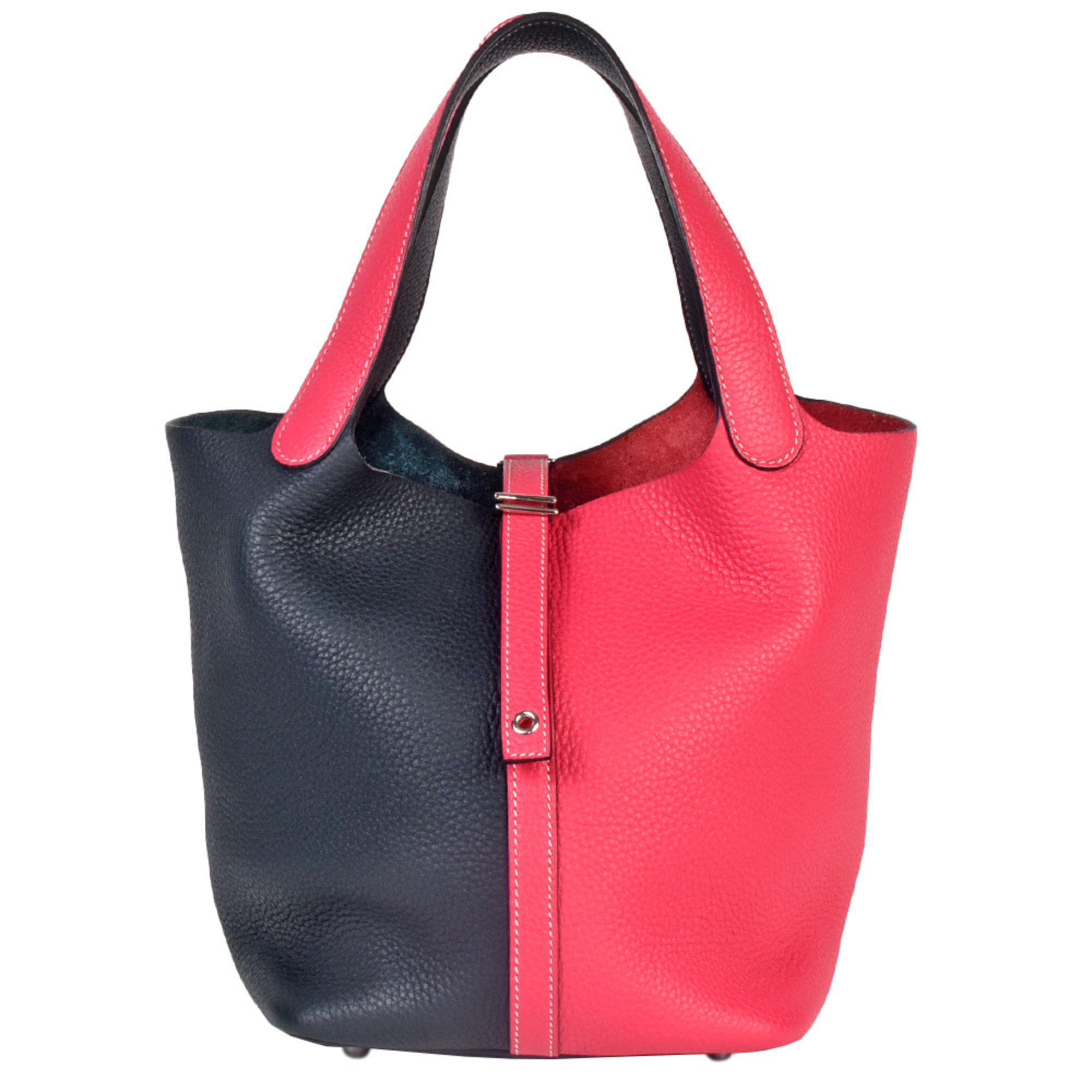 Pre-Owned HERMES Picotan Lock MM Kazak Rose Extreme Blue Nuit Taurillon Clemence D stamp (2019) Pink x Navy (Good)