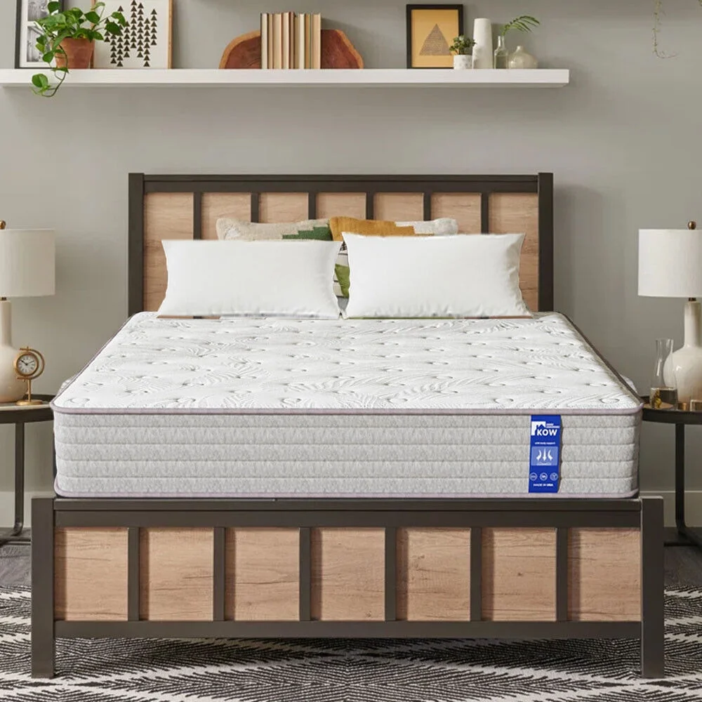 KOW® 12 inch Hybrid Mattress King, Medium Firm innerspring Mattress in a Box, Pressure Relief,Premium Foam and Coils Springs