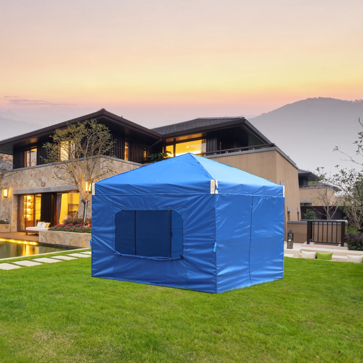 Aoodor Pop Up Canopy Tent with Removable Mesh Window Sidewalls, Portable Instant Shade Canopy with Roller Bag