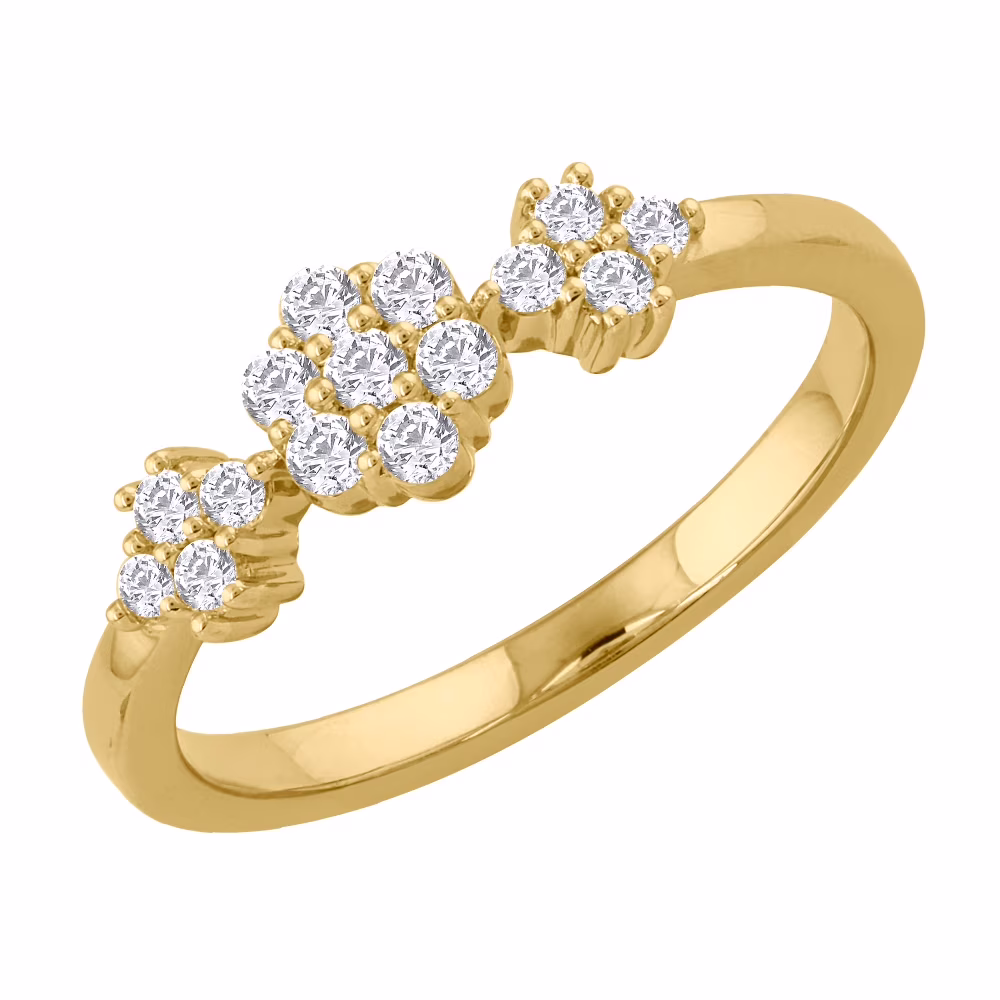 1/3 Carat Diamond Floral Cluster Ring in 10K Yellow Gold (Ring Size 7)