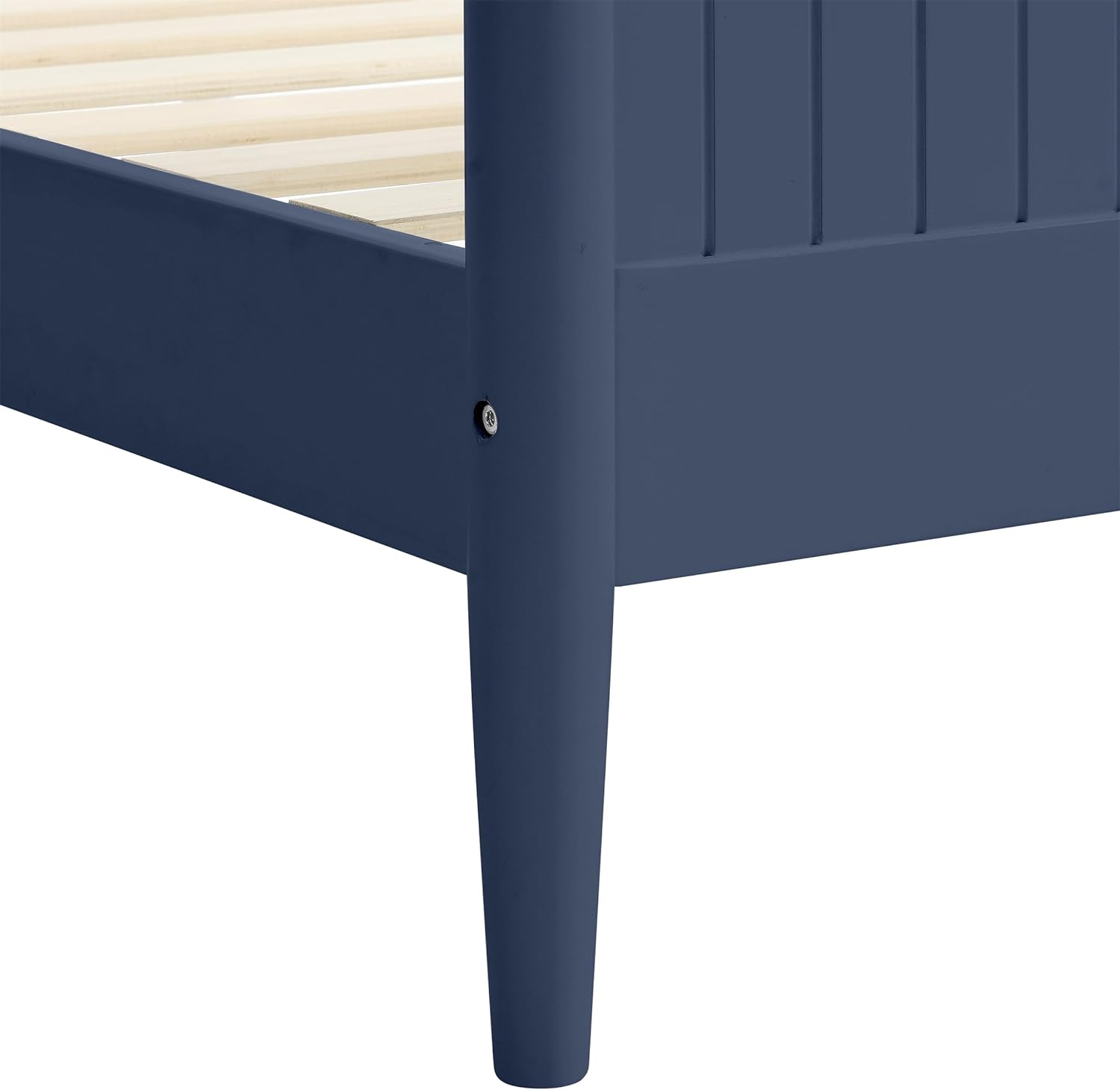 Wooden Bed Frame With Headboard & Footboard Designed With Classic Finials, Beadboard Paneling And Lathe-Turned Feet，No Box Spring Needed (Blue)