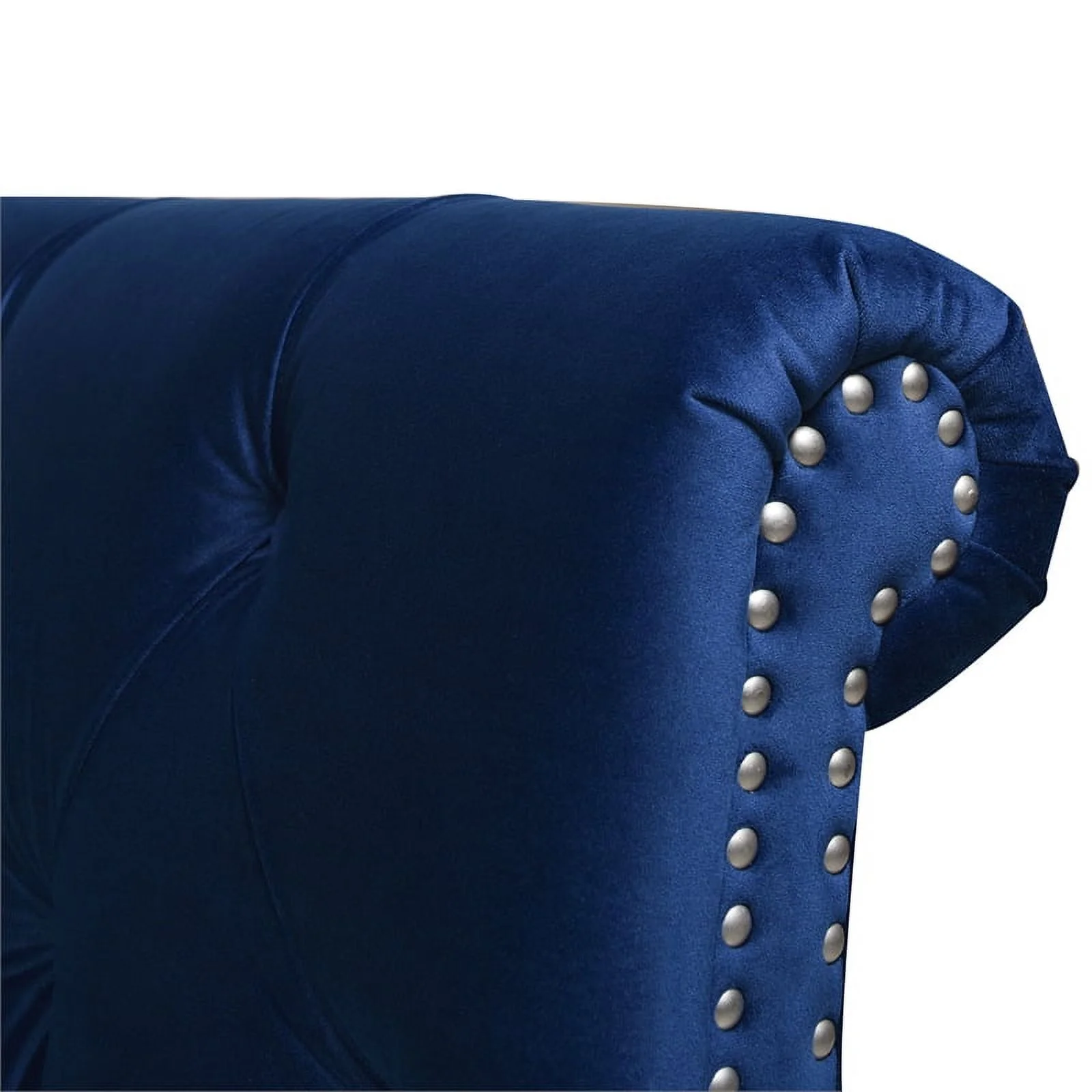 Maklaine King Bed Frame with Headboard & Footboard Navy Blue Velvet