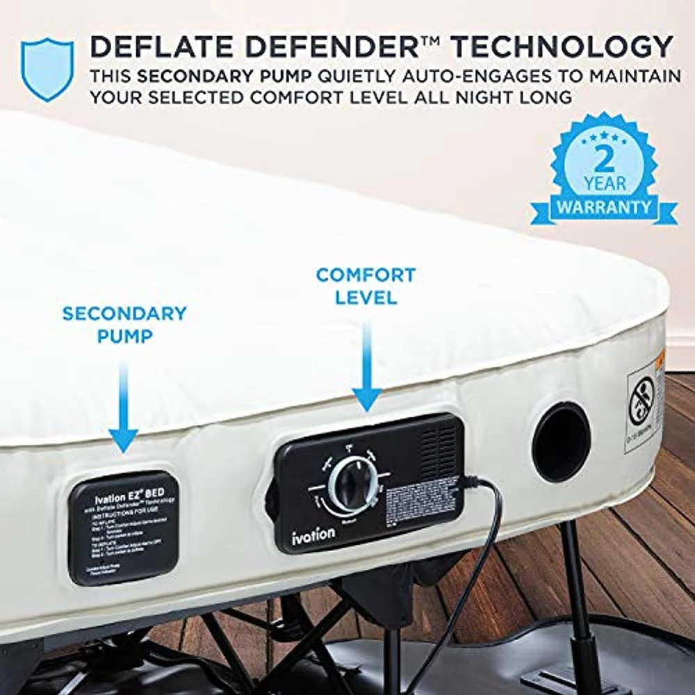 Ivation Twin Built-in Pump Air Mattress, Air Bed Frame 77”L x 40”W x 10