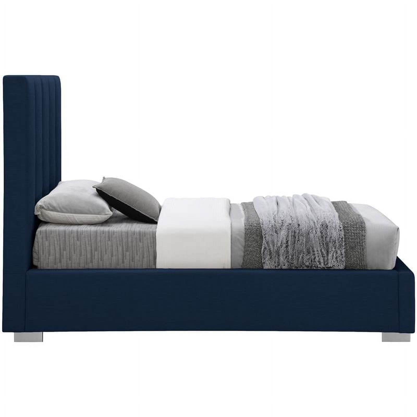 Meridian Furniture Pierce Navy Linen Textured Fabric Twin Bed