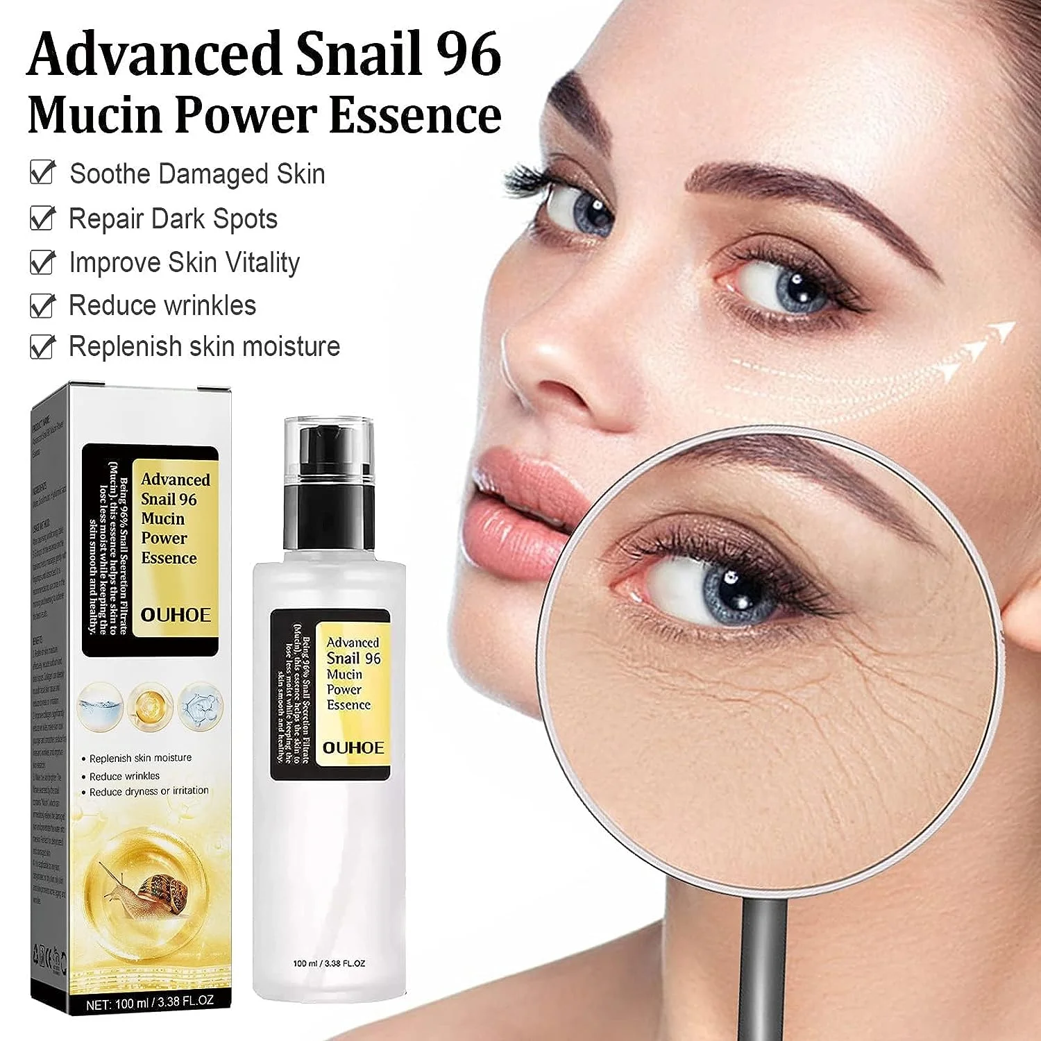 Advanced Snail 96 Mucin Power Essence Moisturiser, Soothing Snail Mucin Serum For Skin Care, Advanced Snail All In One Cream, Snail Collagen Lifting & Firming Cream, For Dull And Damaged Skin (3PC)
