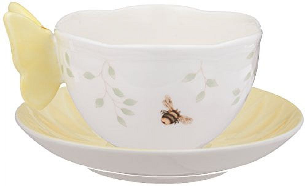 Lenox Butterfly Meadow Figurine Yellow Cup and Saucer