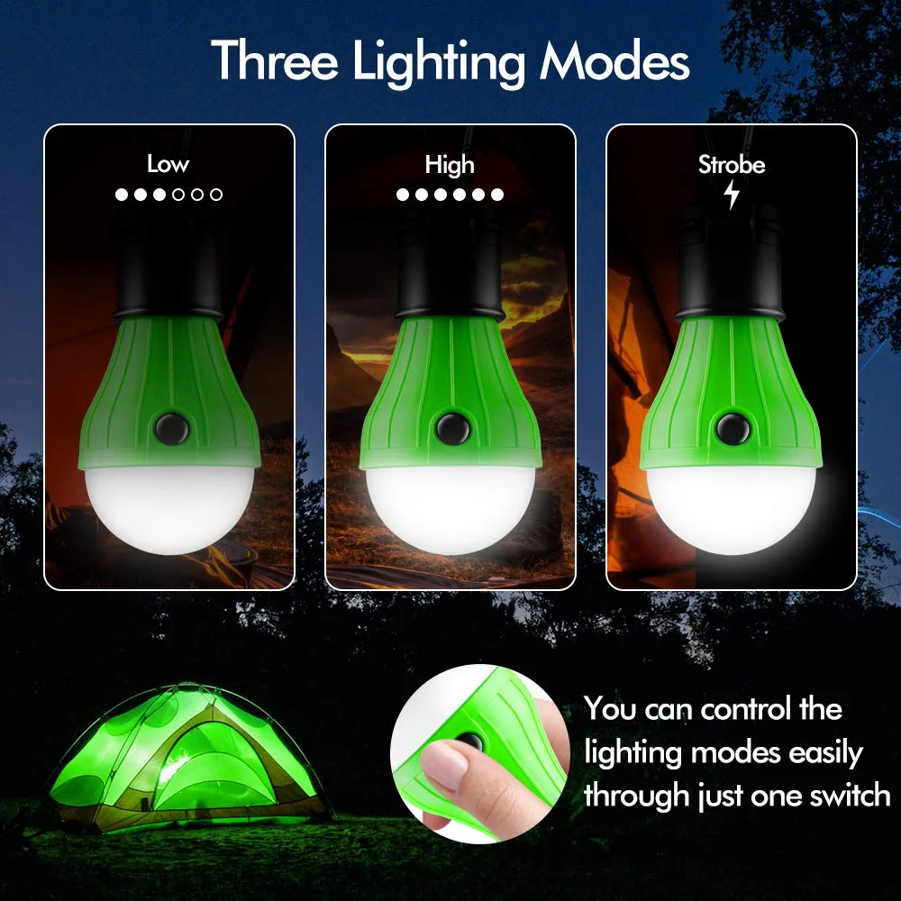 FOAUUH 4 Packs Tent Lamp Portable LED Tent Light Clip Hook Hurricane Emergency Lights LED Camping Light Bulb Camping Tent Lantern Bulb Camping Equipment for Camping Hiking Backpacking Fishing Outage